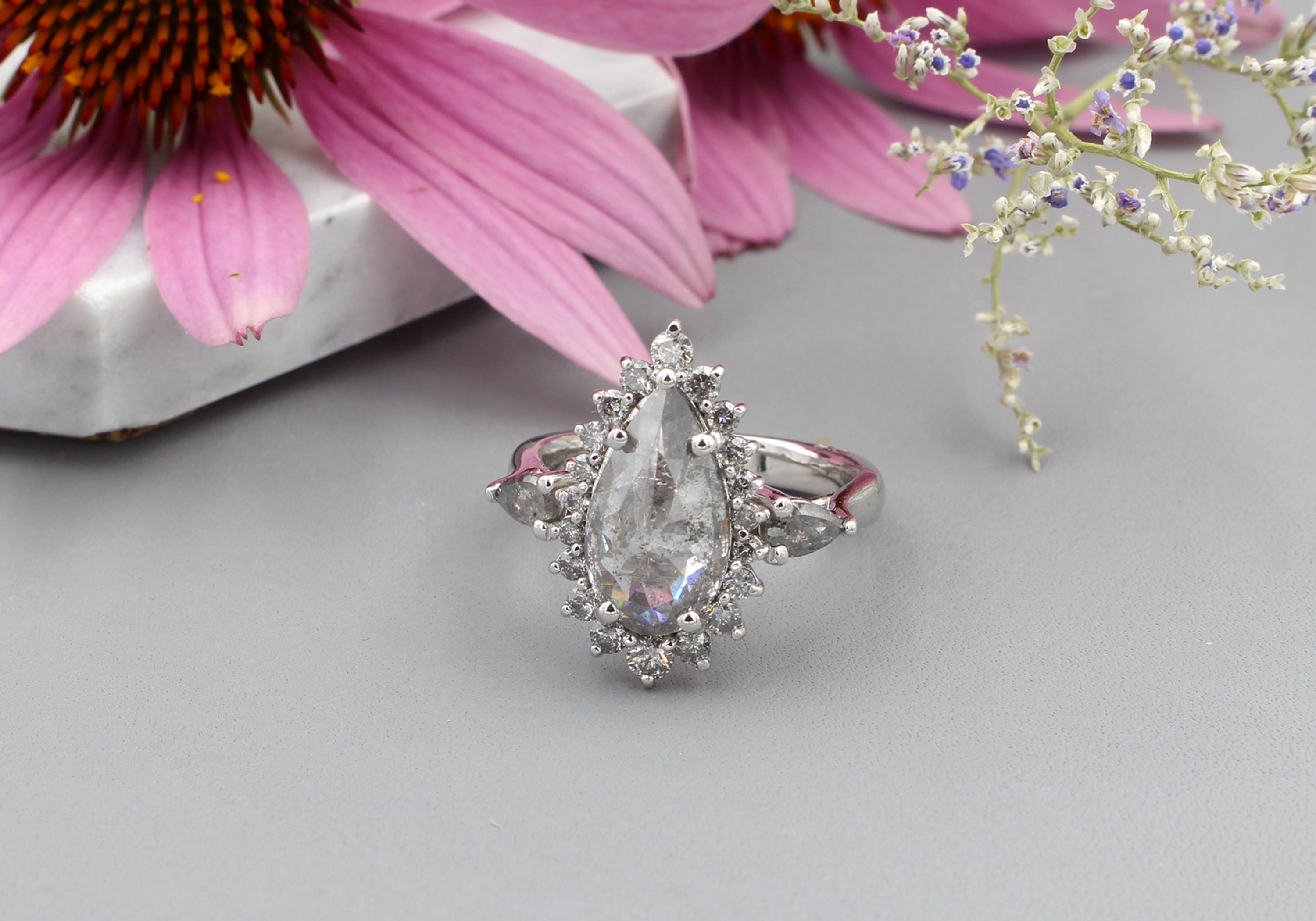 Ambrosia custom design rose zircon diamond ring