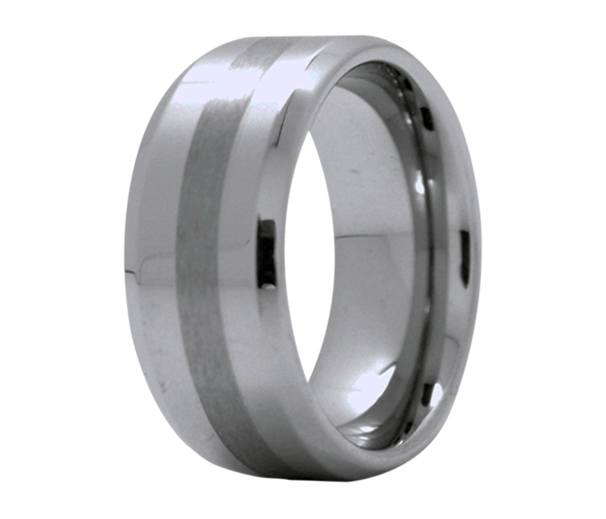 Tungsten Classic Beveled Edge Satin Center Ring