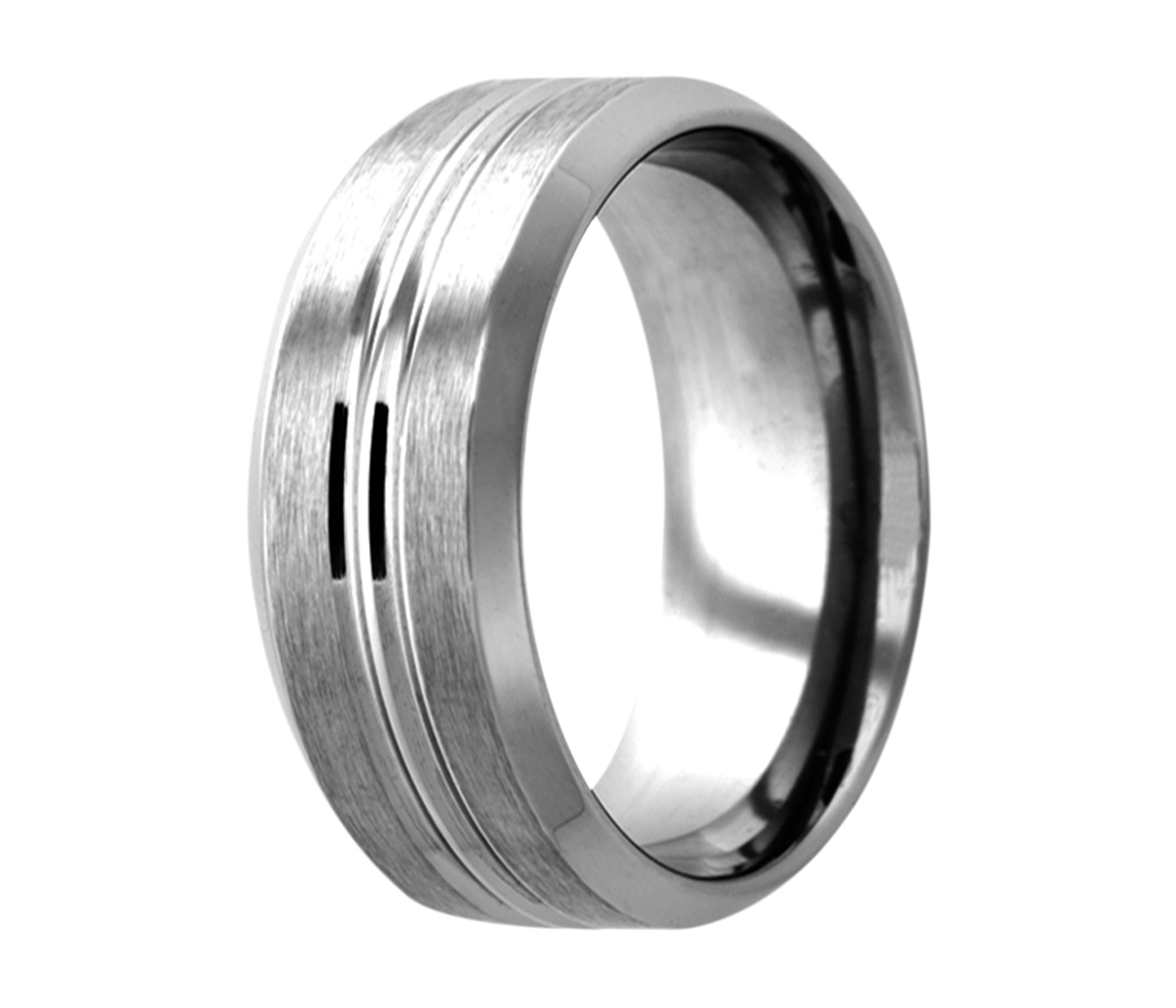 Tungsten Double Center Groove Beveled Edge Ring