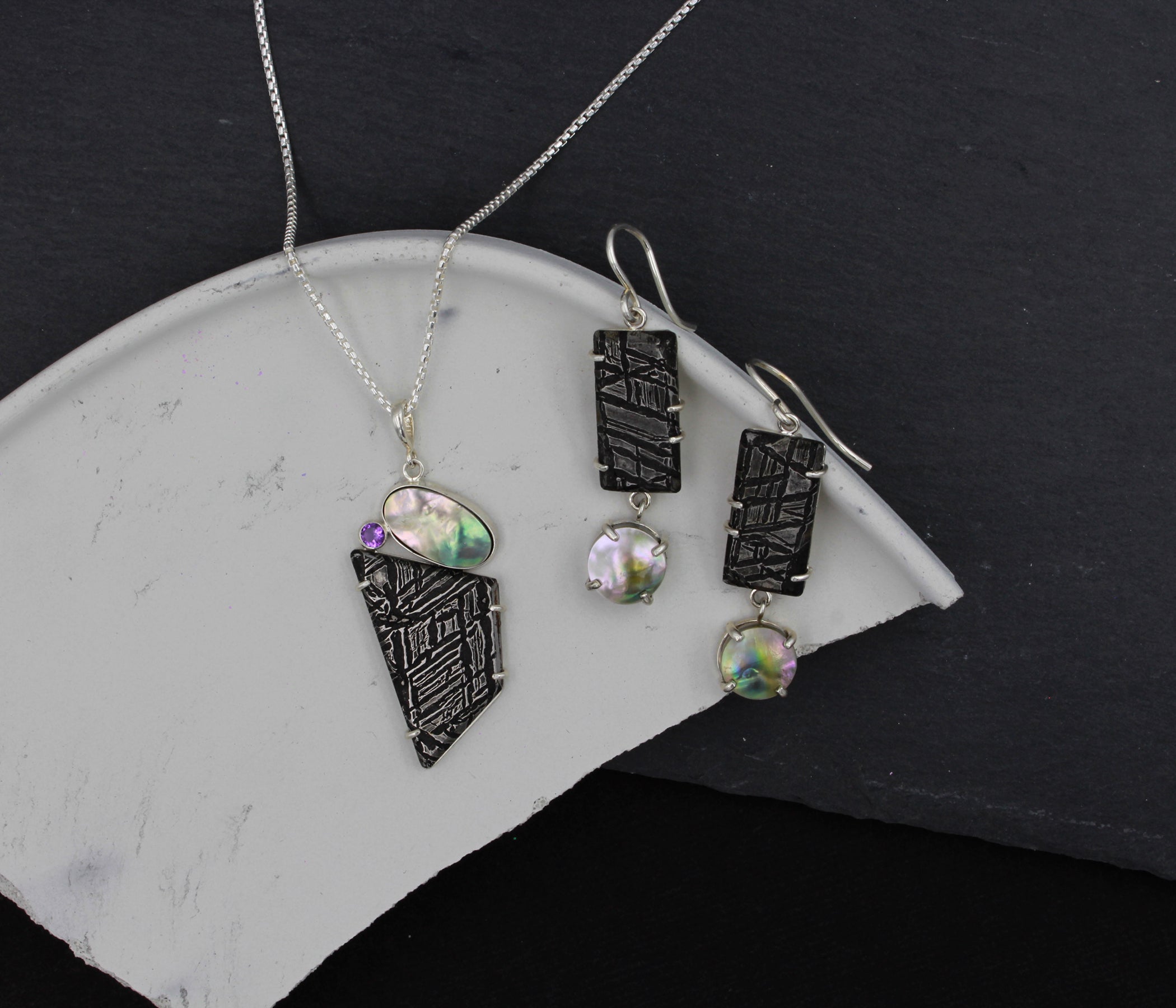 Abalone Pearl and Meteorite Matching Set