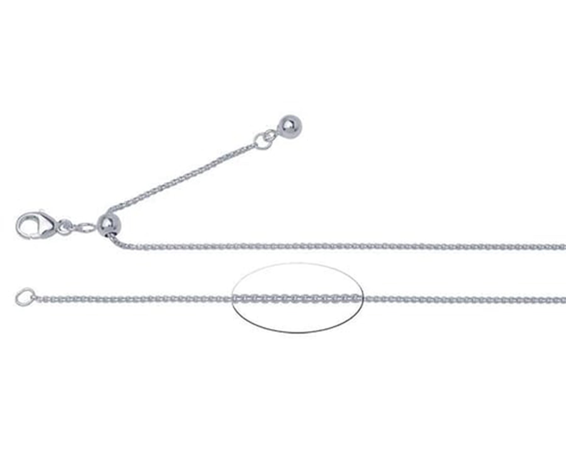 Adjustable Length Silver 1.3mm Rounded Box Chain