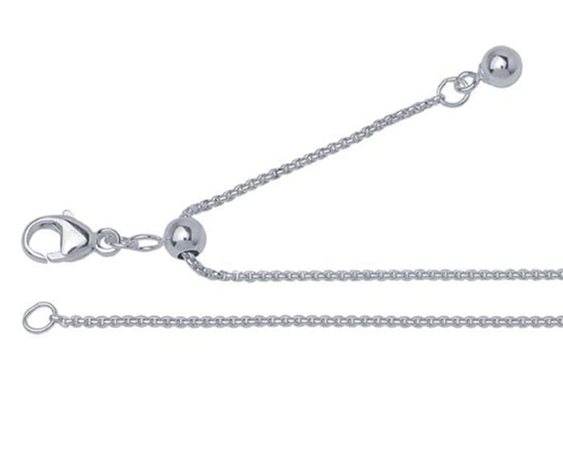 Adjustable Length Smooth Rounded Box 1mm Silver Chain