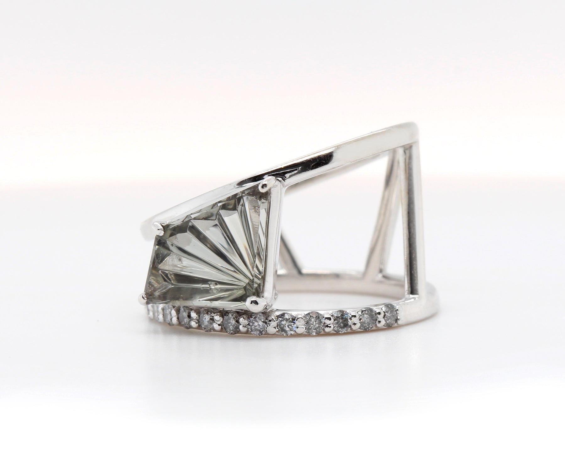 Fancy Gray Tourmaline Diamond Modern Angular Ring