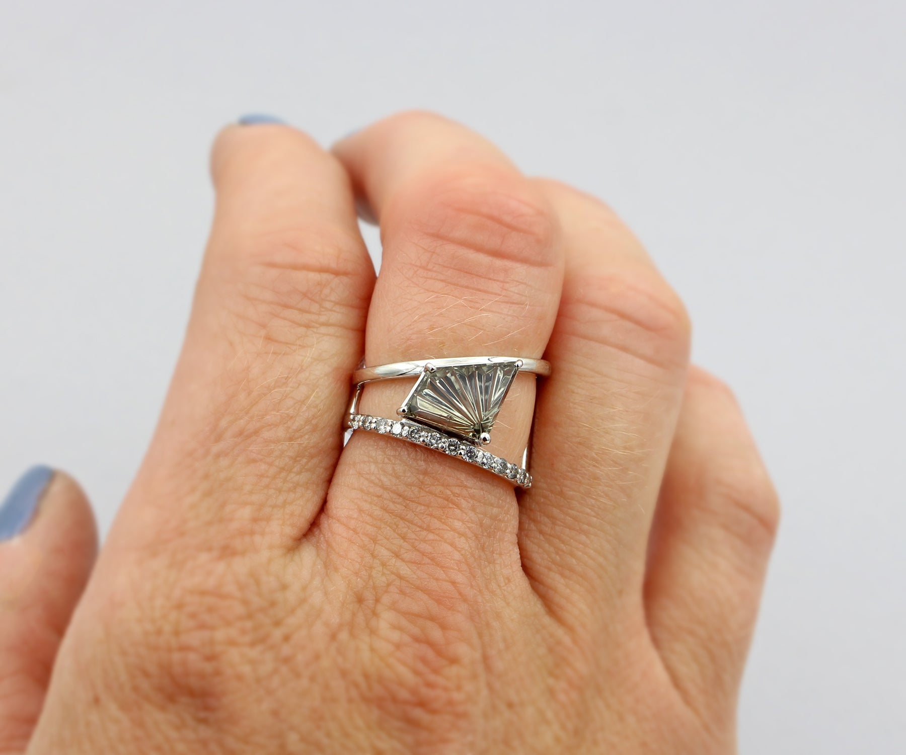 Fancy Gray Tourmaline Diamond Modern Angular Ring