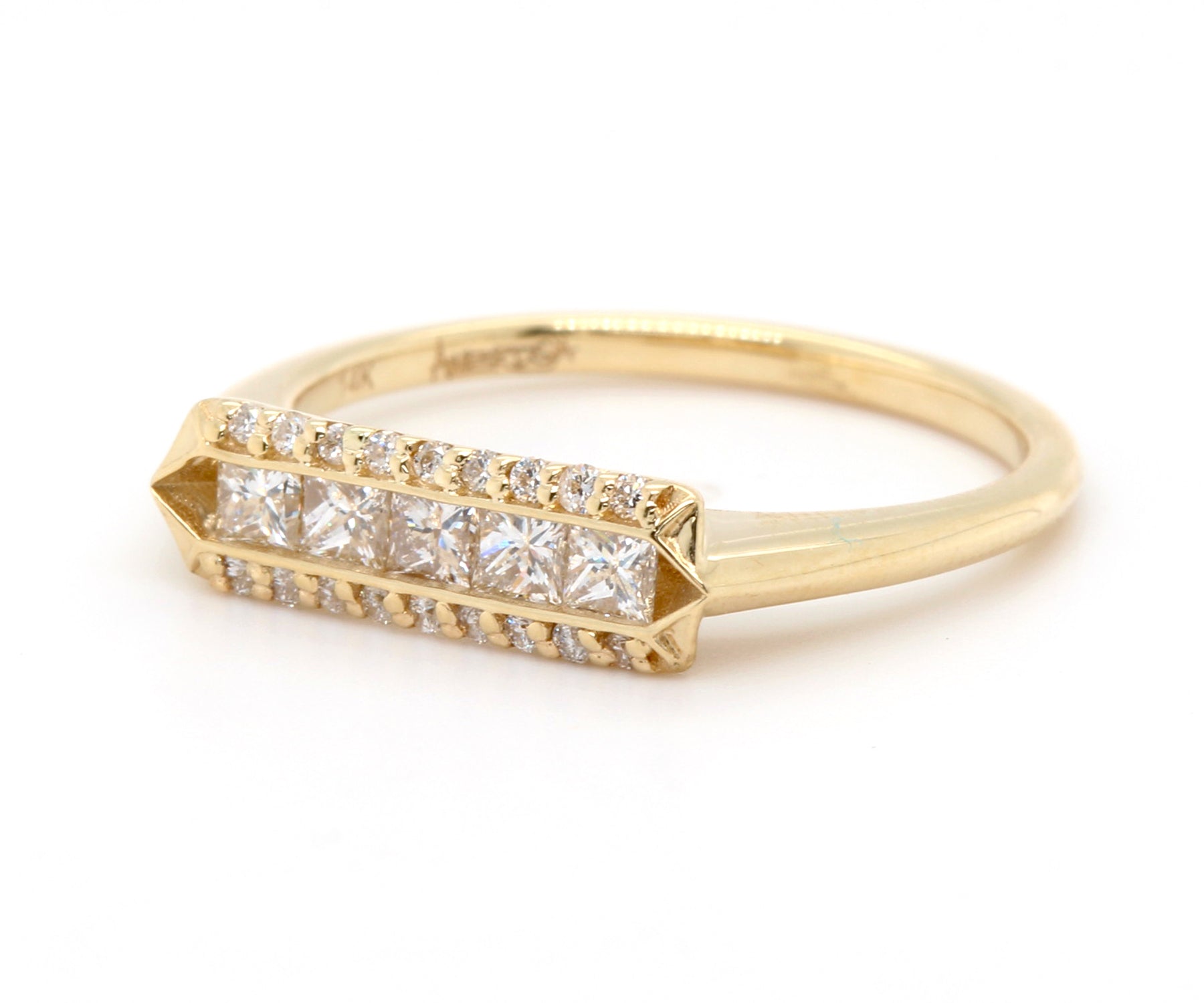Art Deco Princess Diamond Gold Ring