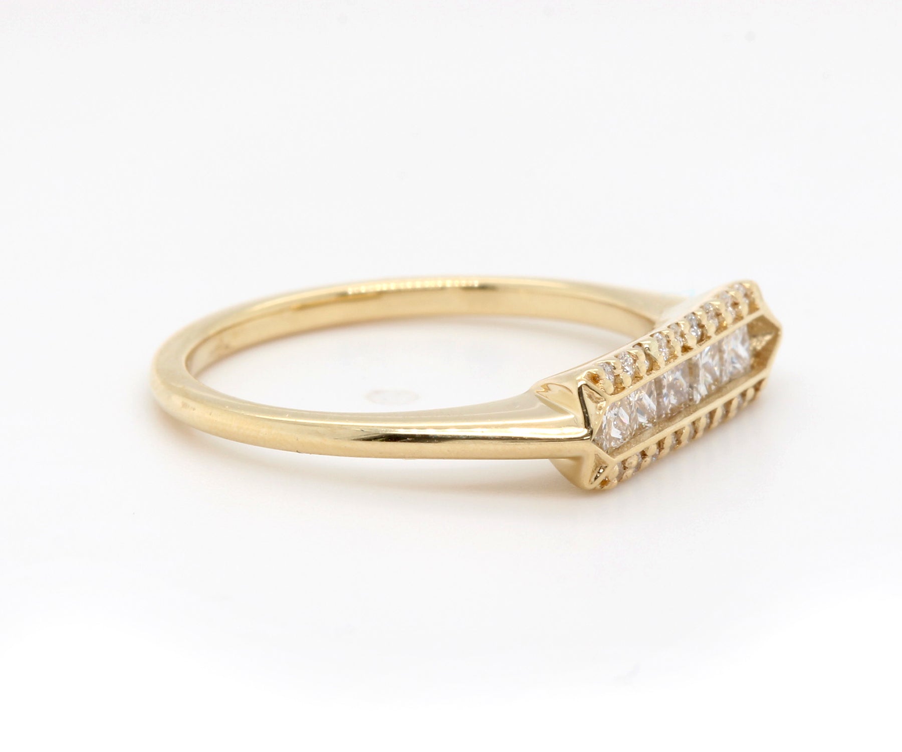 Art Deco Princess Diamond Gold Ring