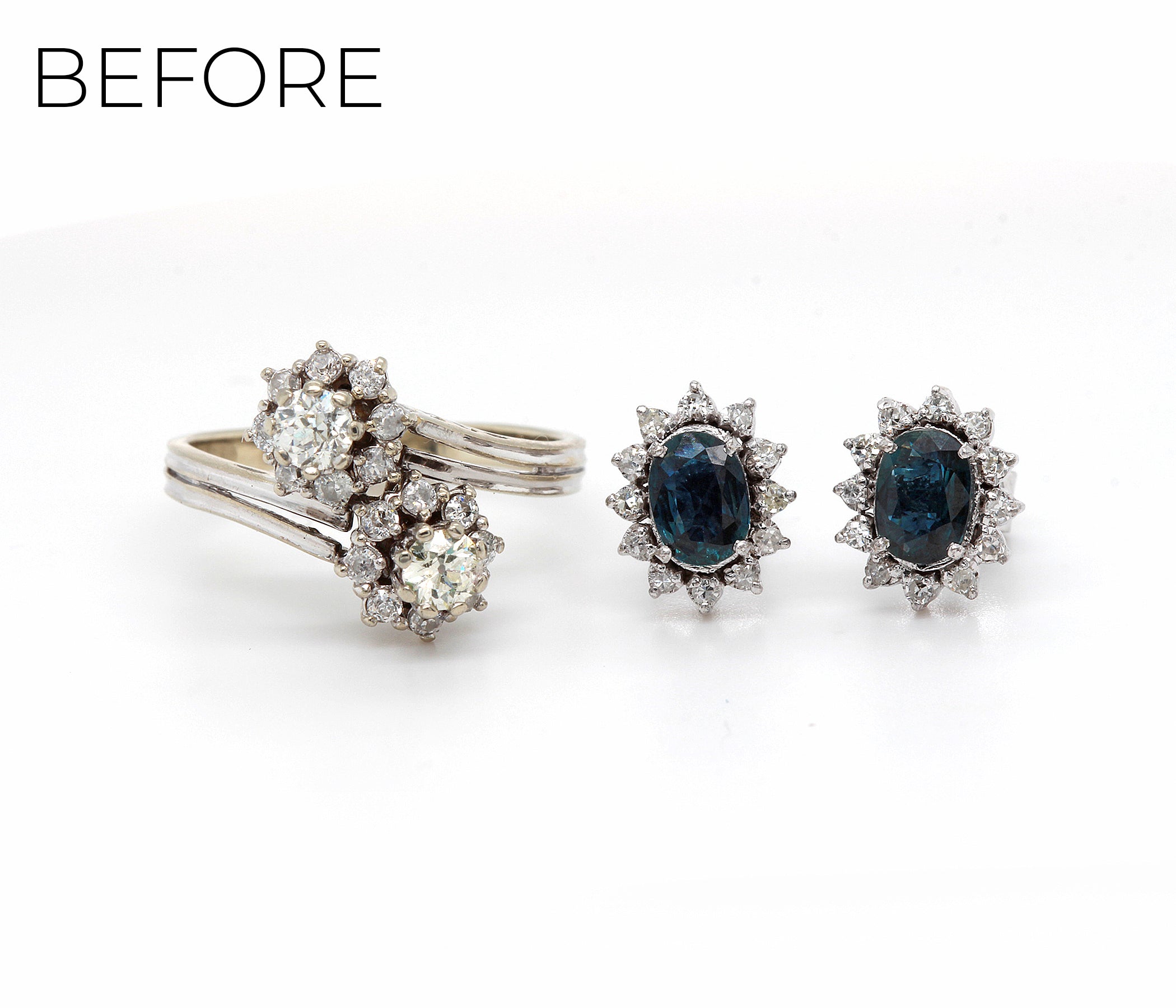Art Deco Blue Sapphire Diamond Vintage Ring