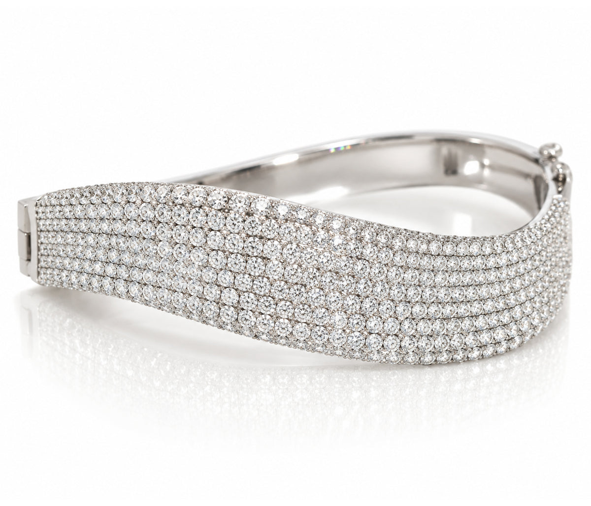 Wavy Pave Crystal Hinge Cuff Bracelet