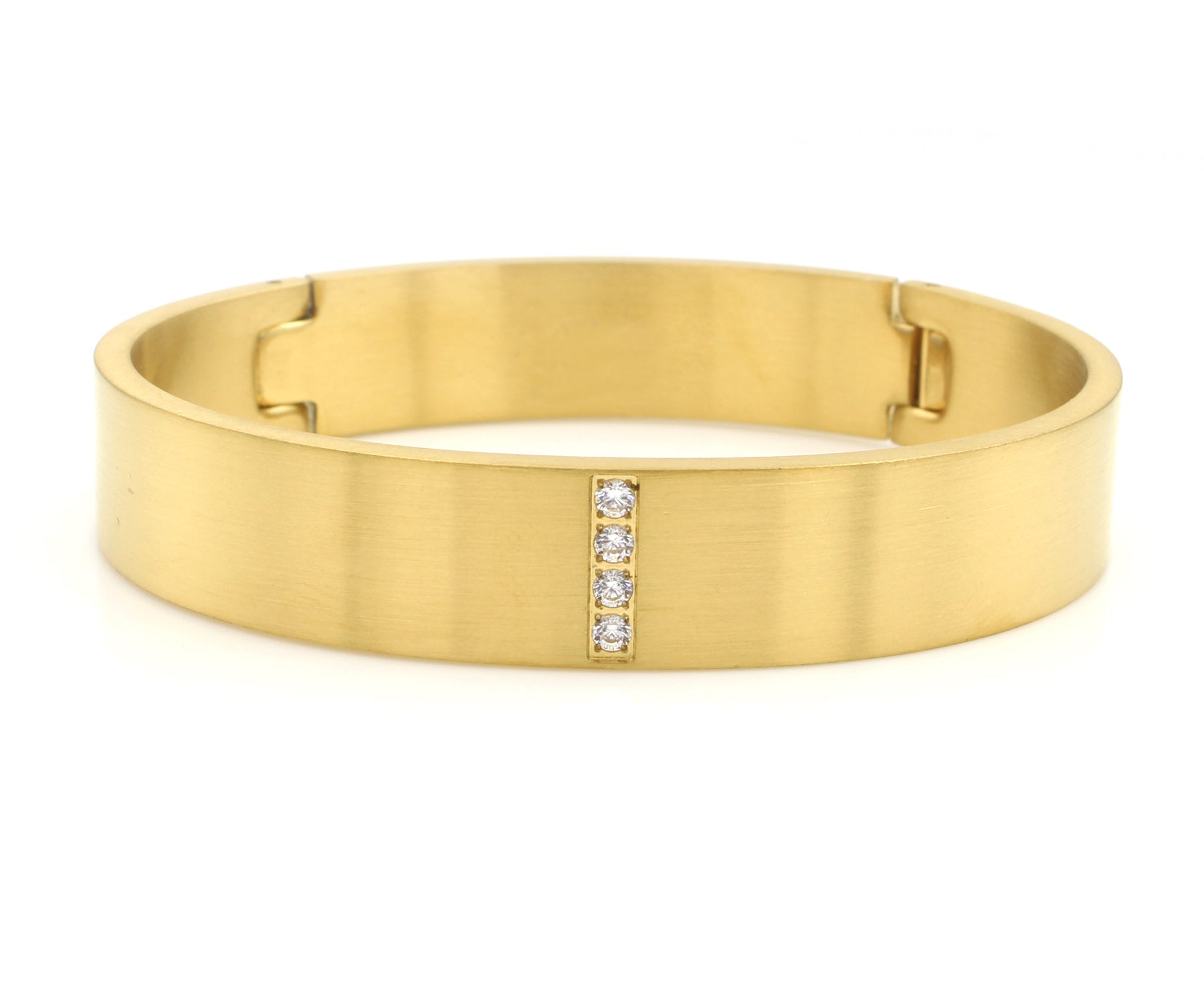Pave Wide Gold Bangle Bracelet
