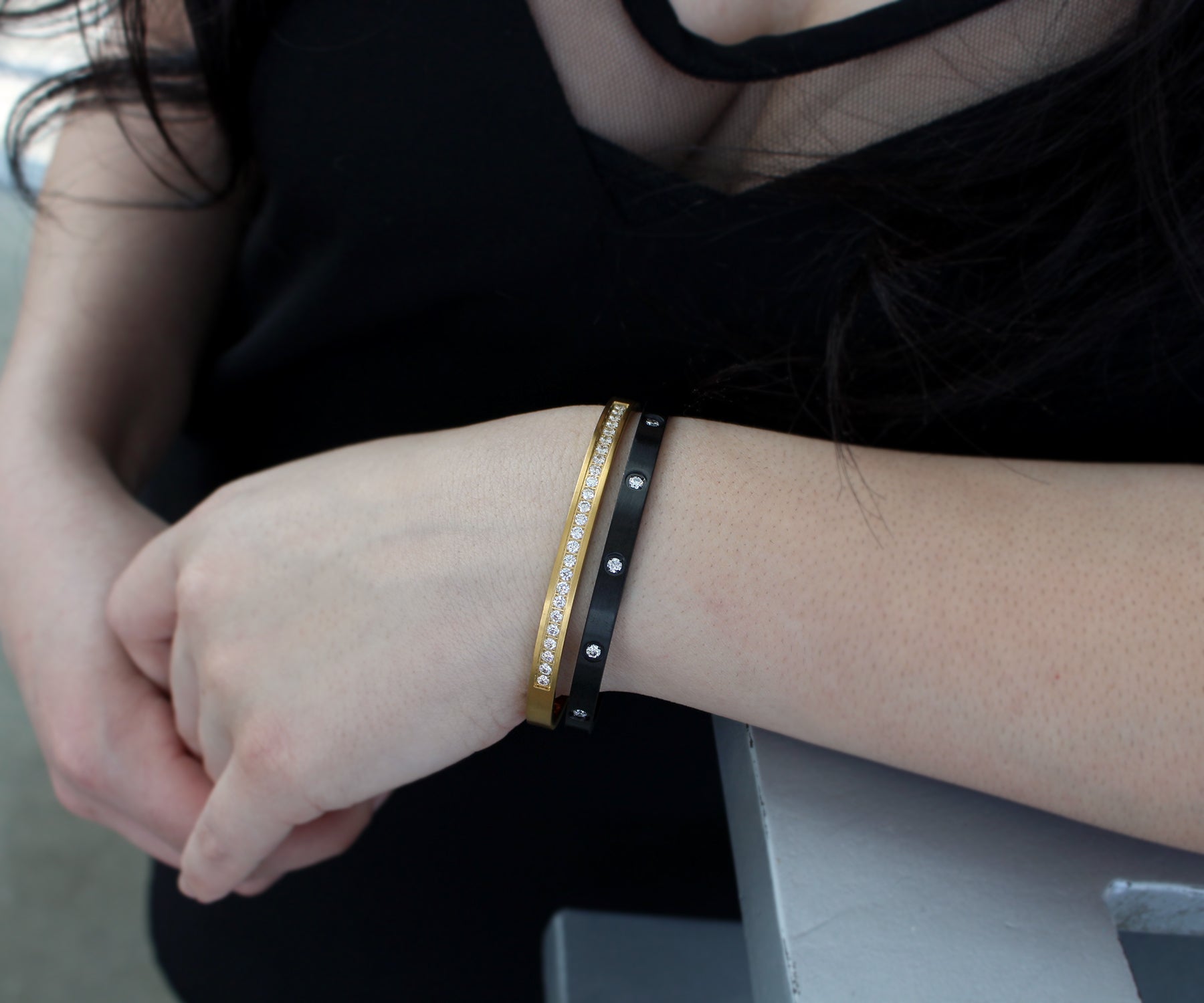 Pulsera de oro pavé de eternidad