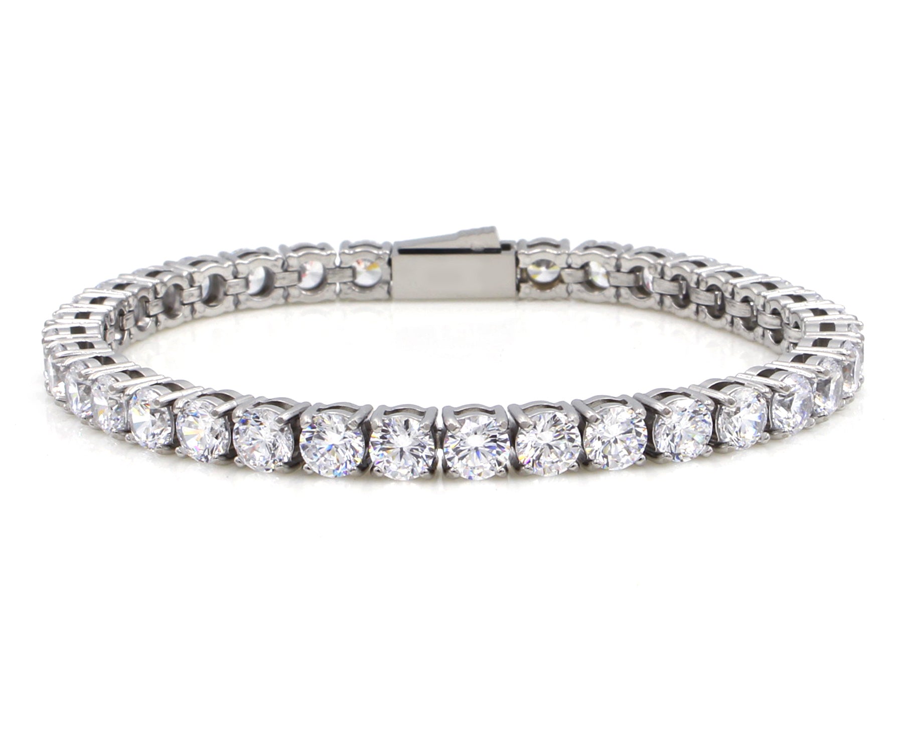 Pulsera de tenis con piedras redondas brillantes