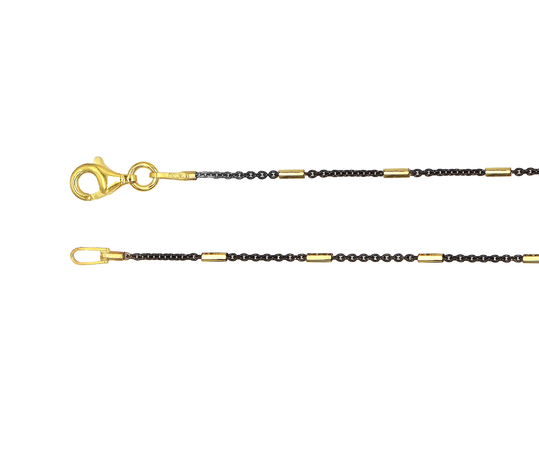 Bar Black Rhodium and Gold Cable Chain