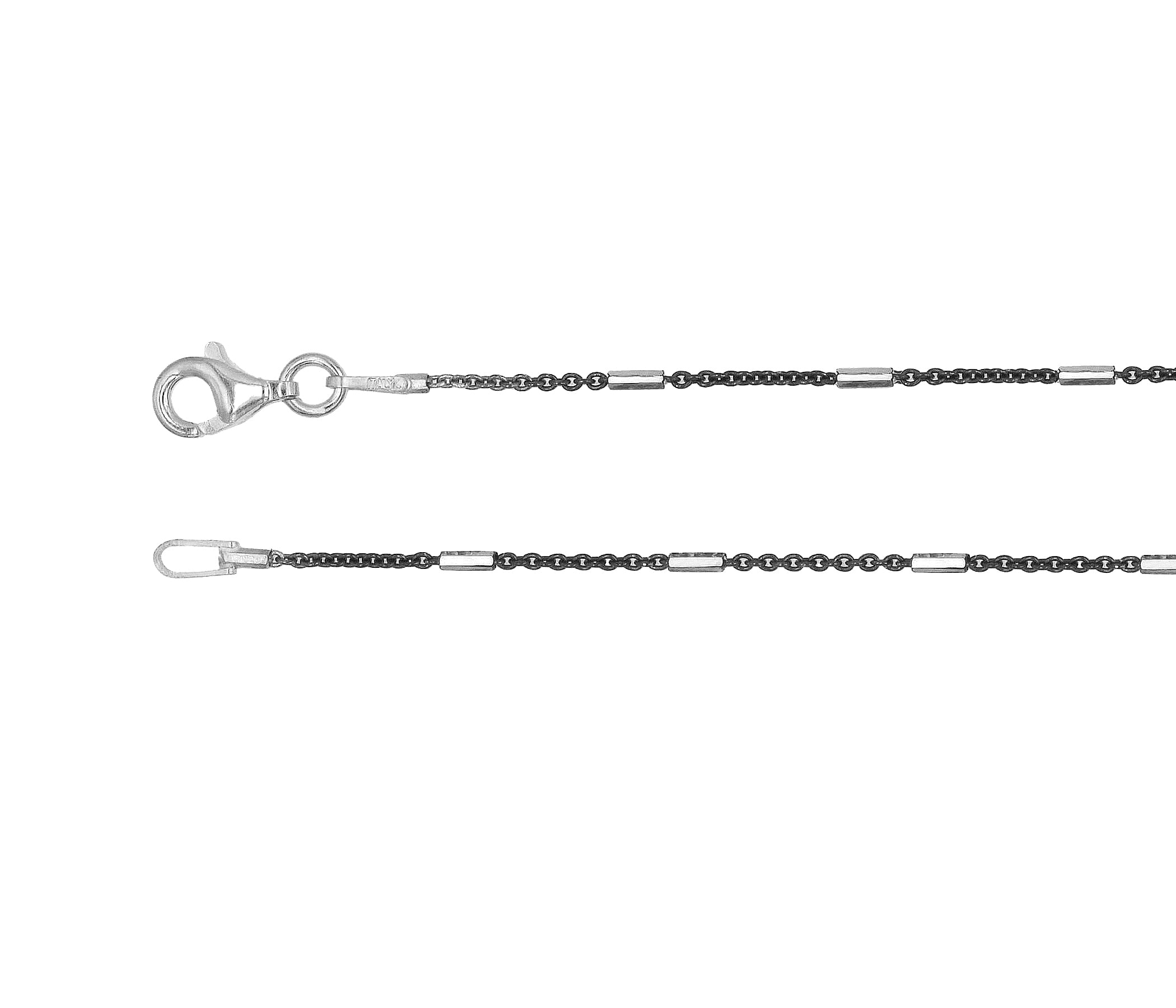 Bar Black Rhodium and Silver Cable Chain