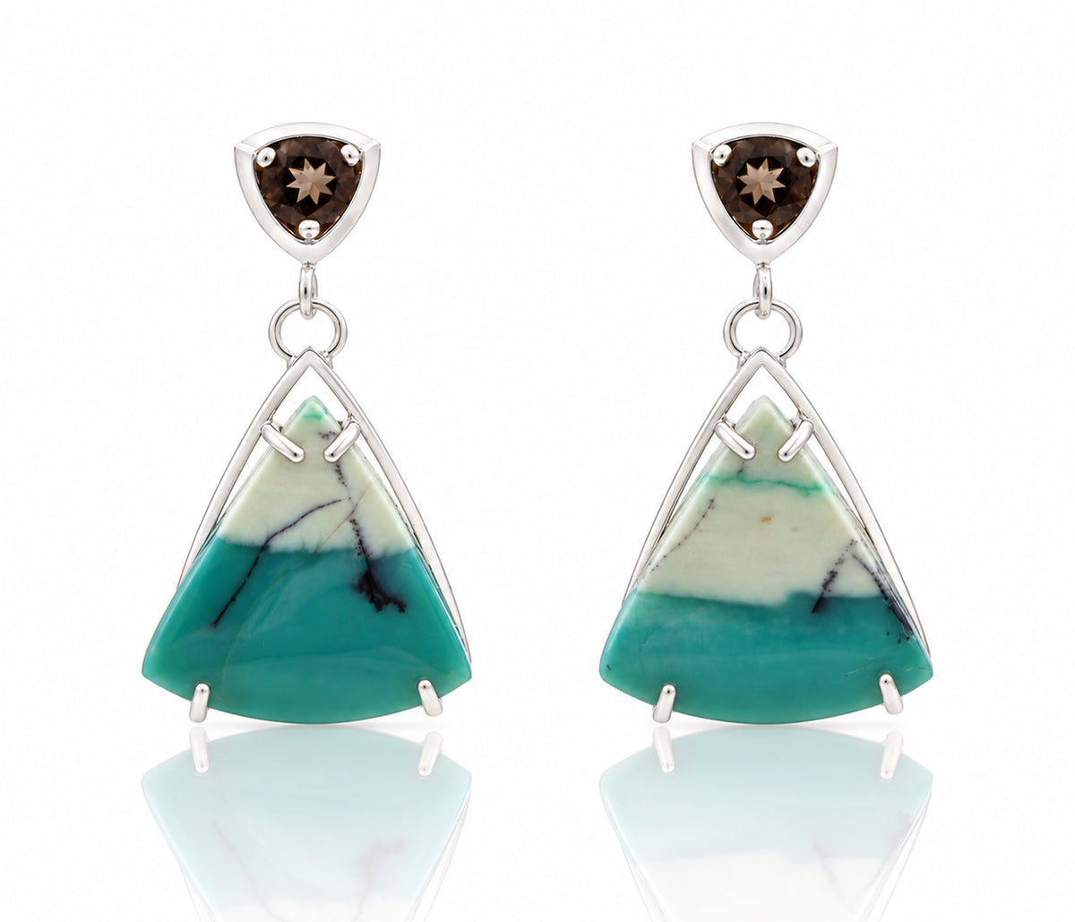 Beach Opal Petrified Wood Triangular Matching Set