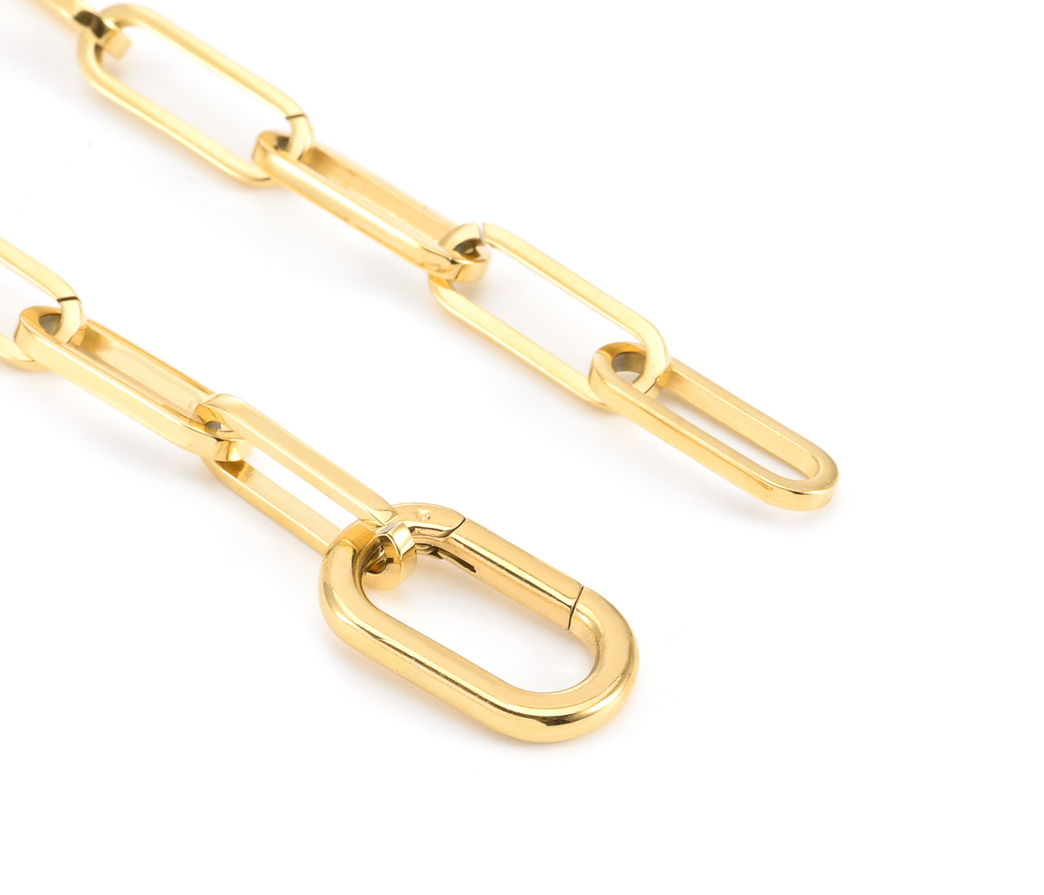 Pulsera de oro con eslabones ligeros y clip de papel