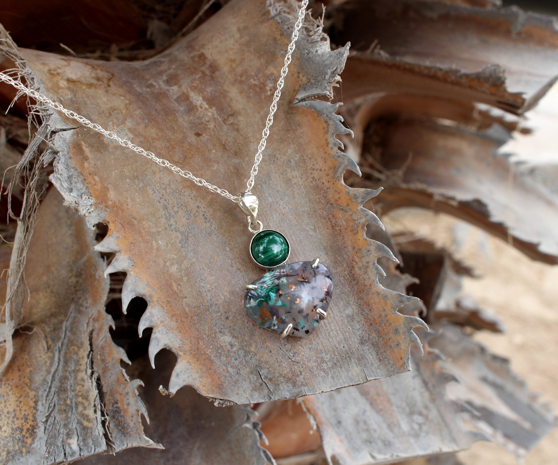Confetti Chrysocolla Malachite Copper Necklace