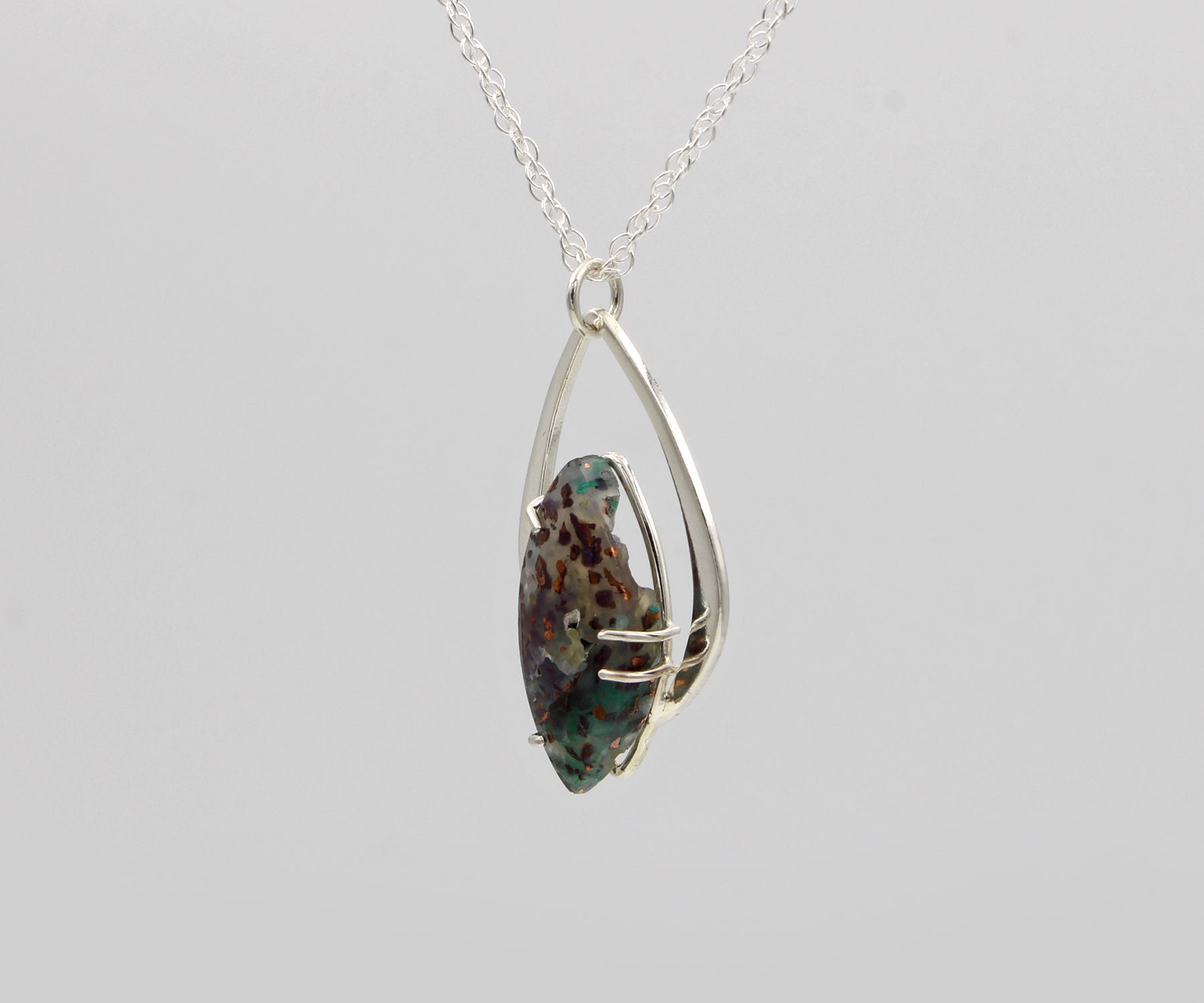 Confetti Chrysocolla Marquise Silver Necklace
