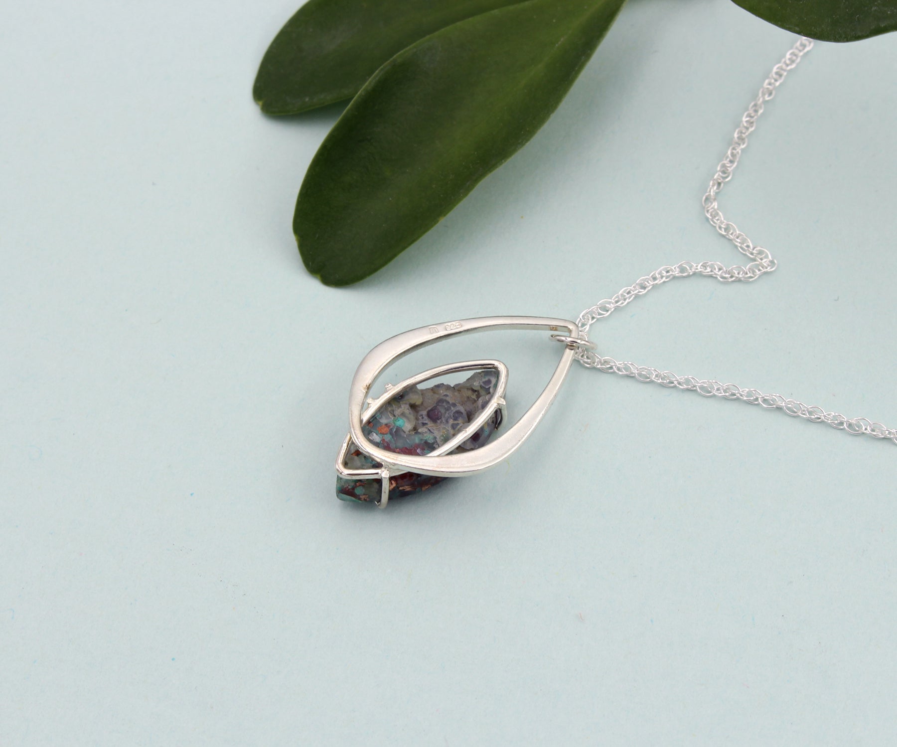 Collar rectangular de plata con crisocola