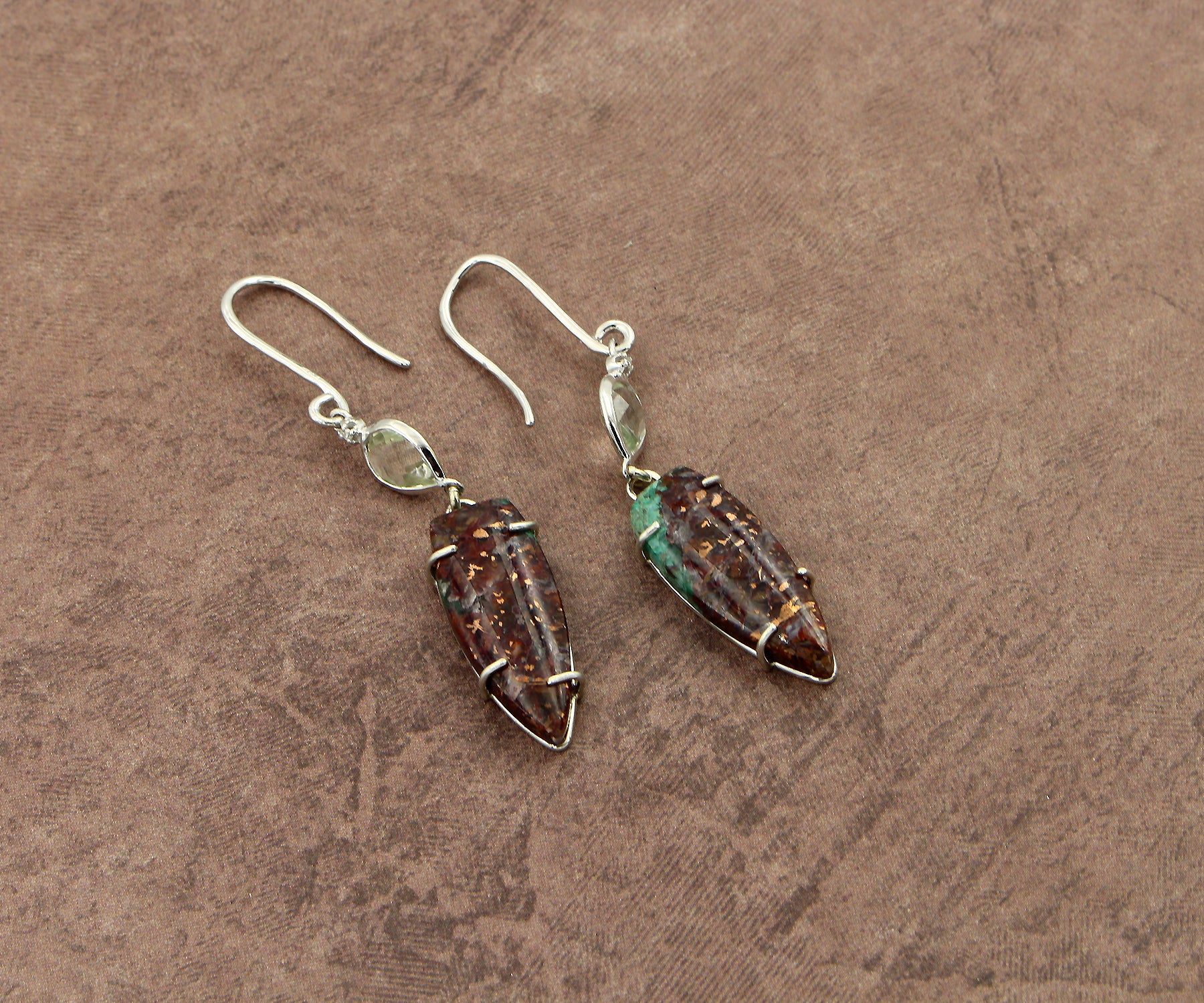 Copper Chrysocolla Green Amethyst Matching Set