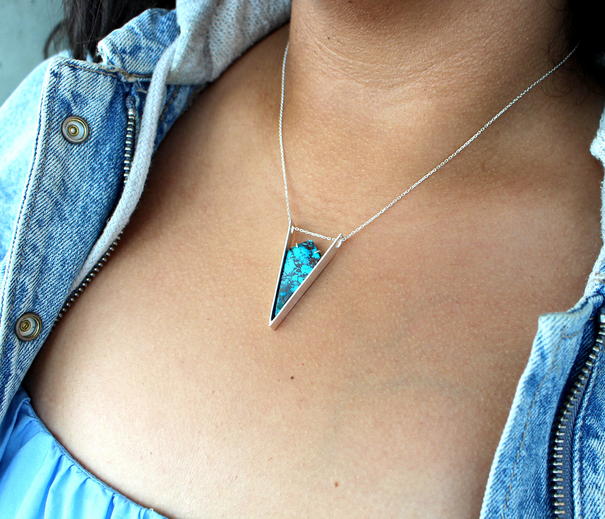 Angular Triangle Chrysocolla Necklace