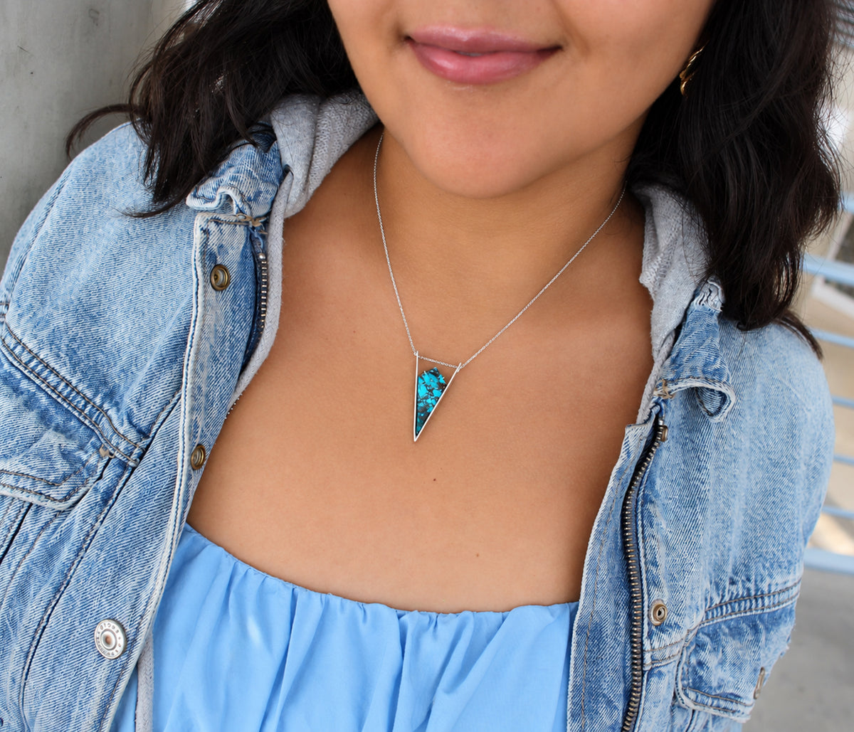 Angular Triangle Chrysocolla Necklace