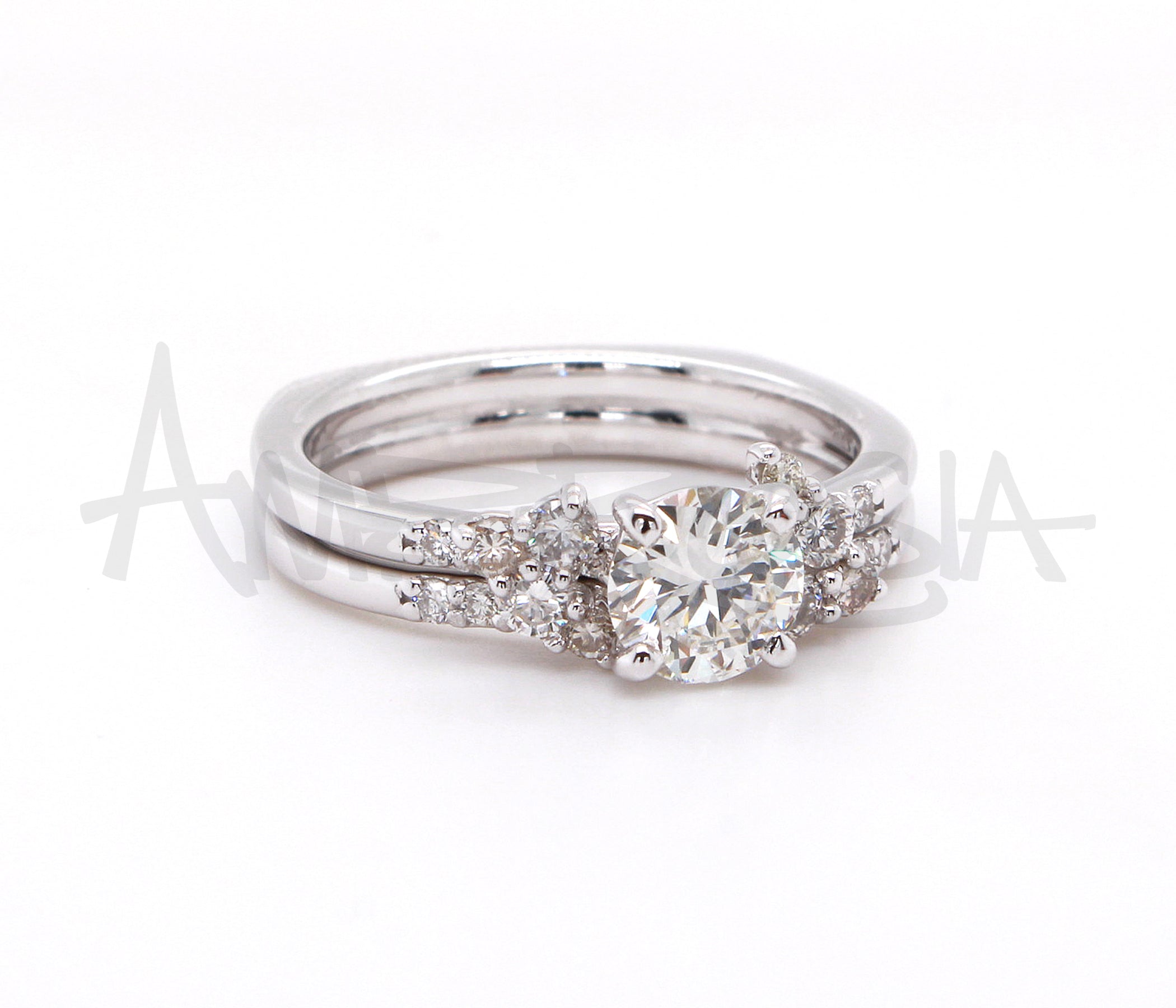 Interlocking Floral Cluster Interlocking Wedding Ring