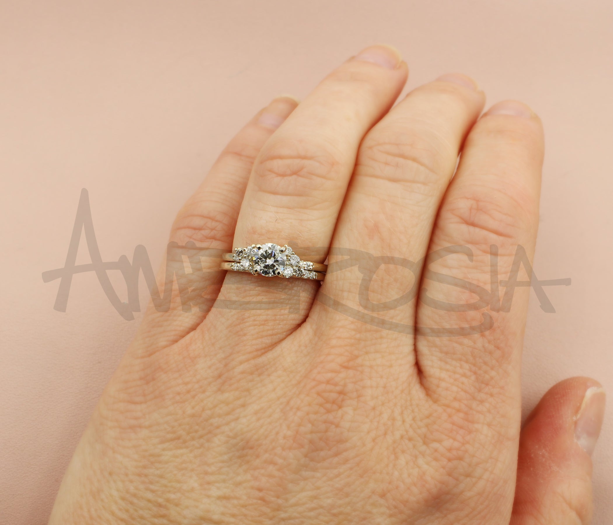 Interlocking Floral Cluster Interlocking Wedding Ring