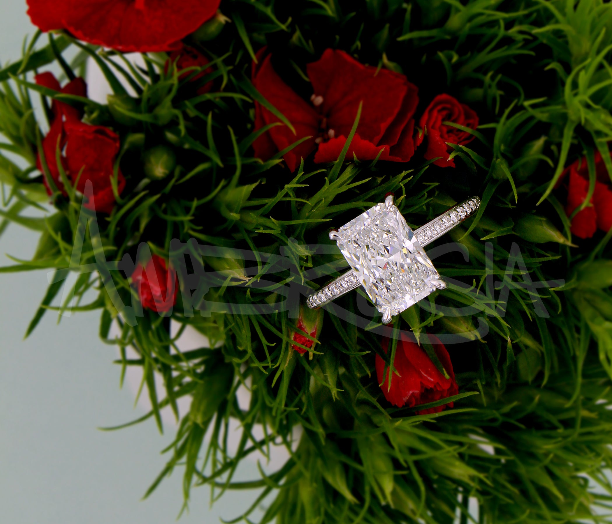 Classic Radiant Hidden Halo Engagement Ring