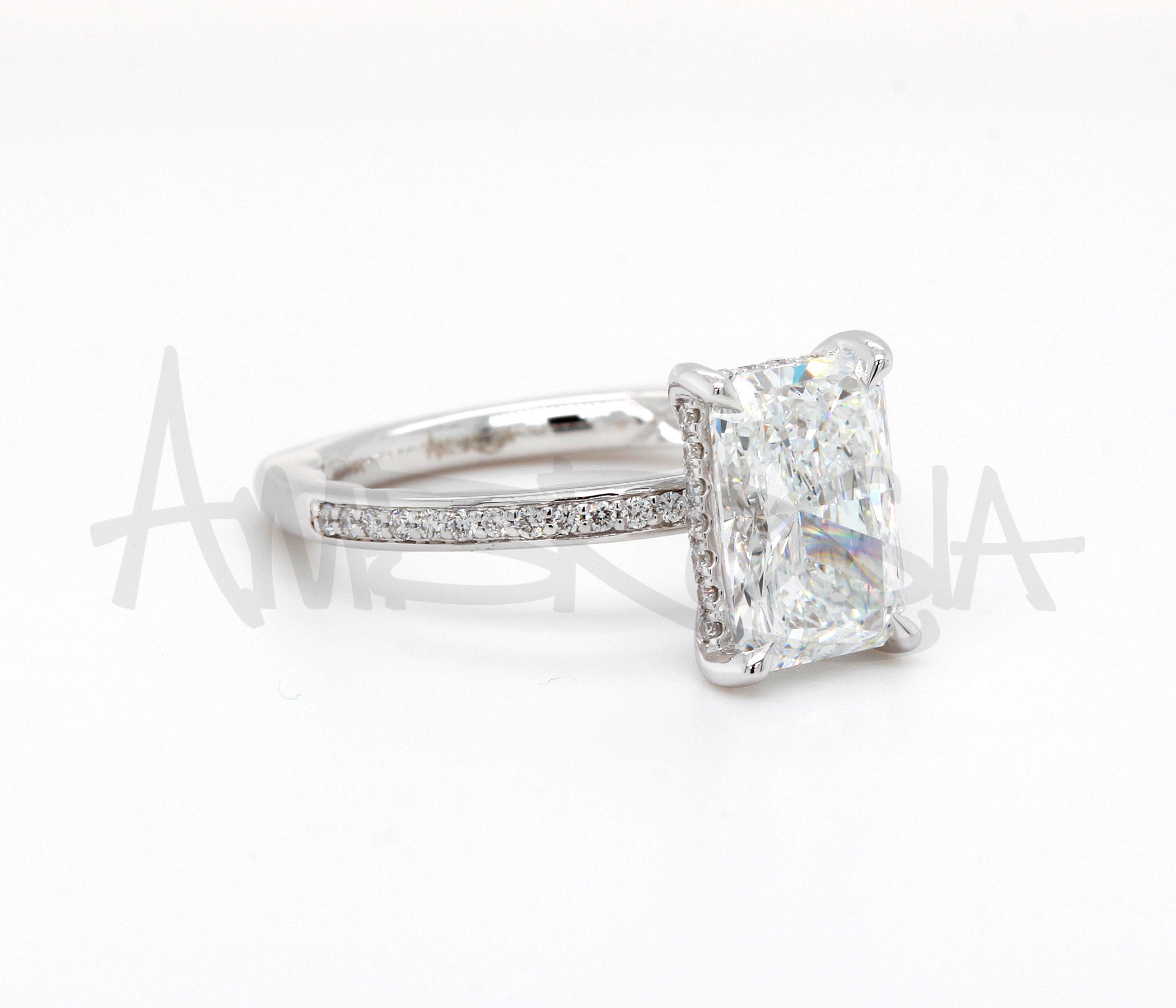 Classic Radiant Hidden Halo Engagement Ring