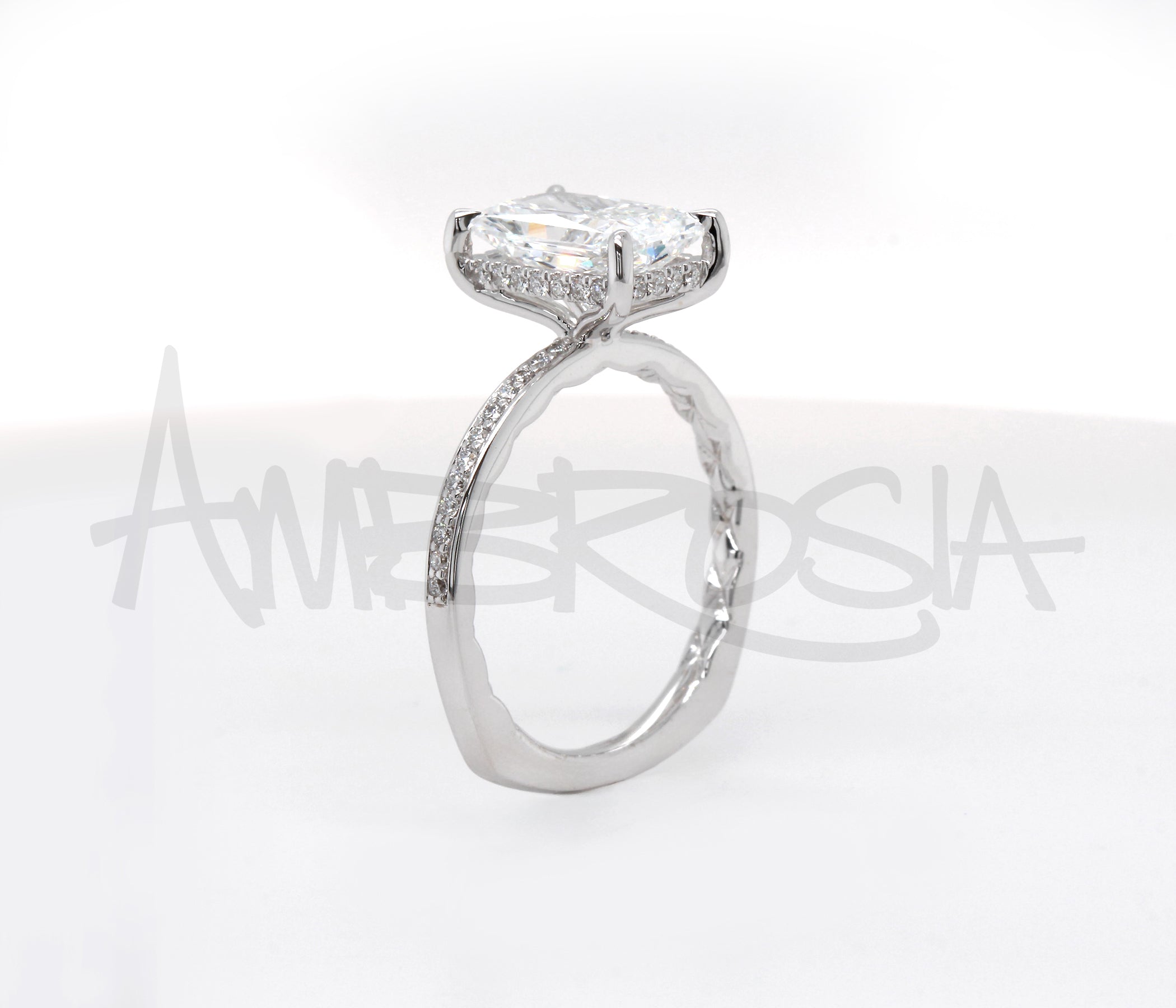 Classic Radiant Hidden Halo Engagement Ring