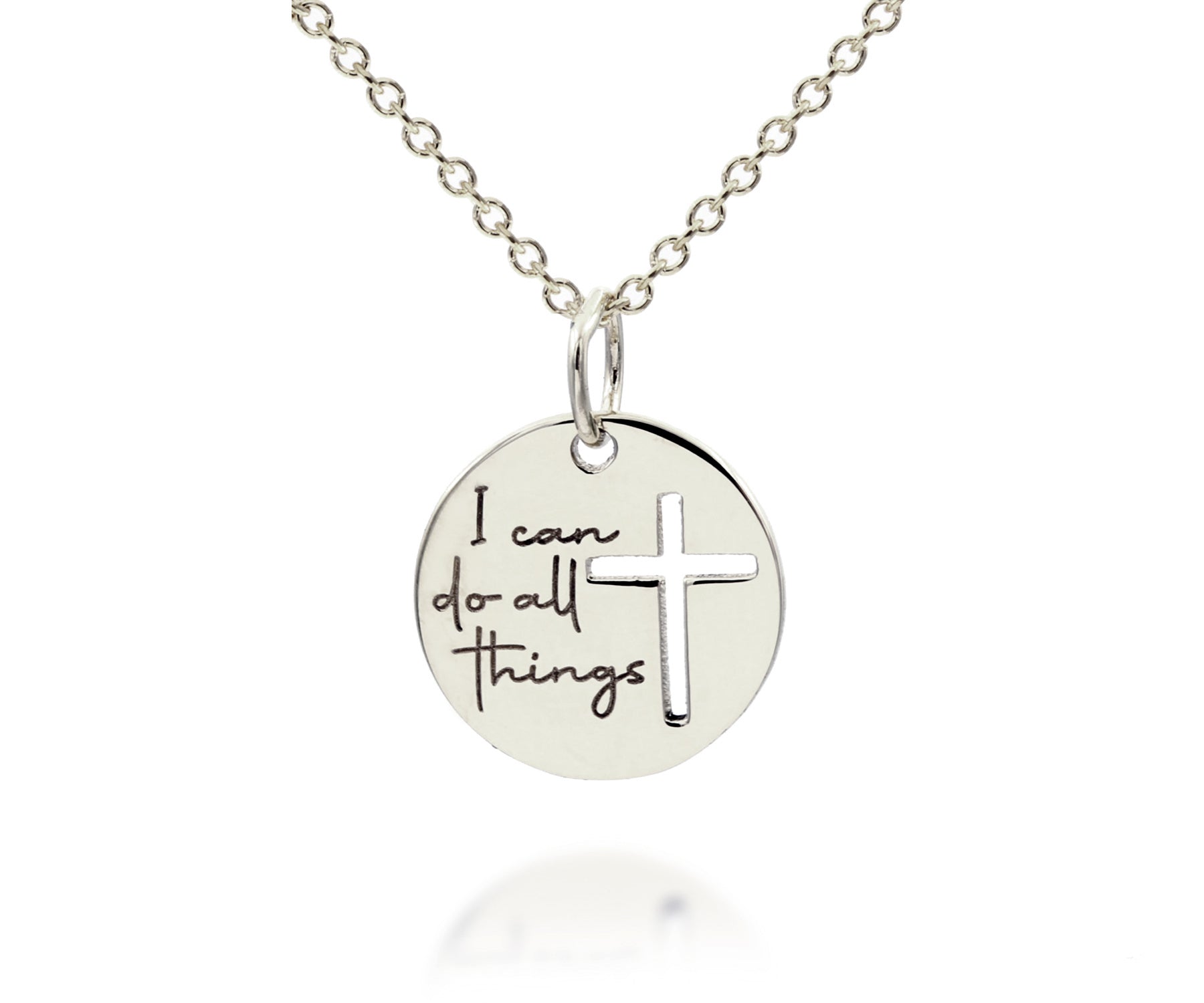 Mini I can Do All Things White Gold Necklace