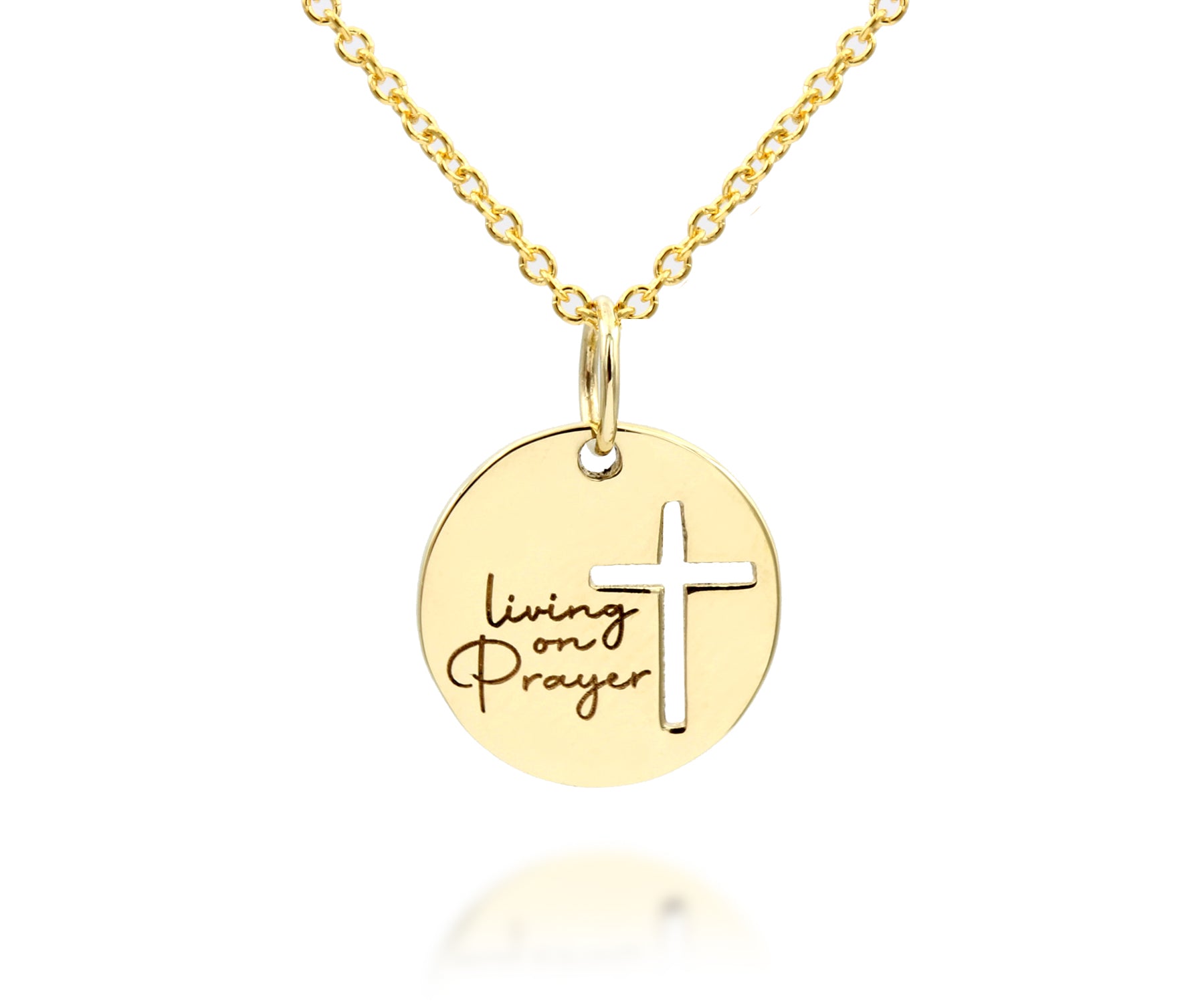 Mini Living on Prayer Gold Cross Necklace