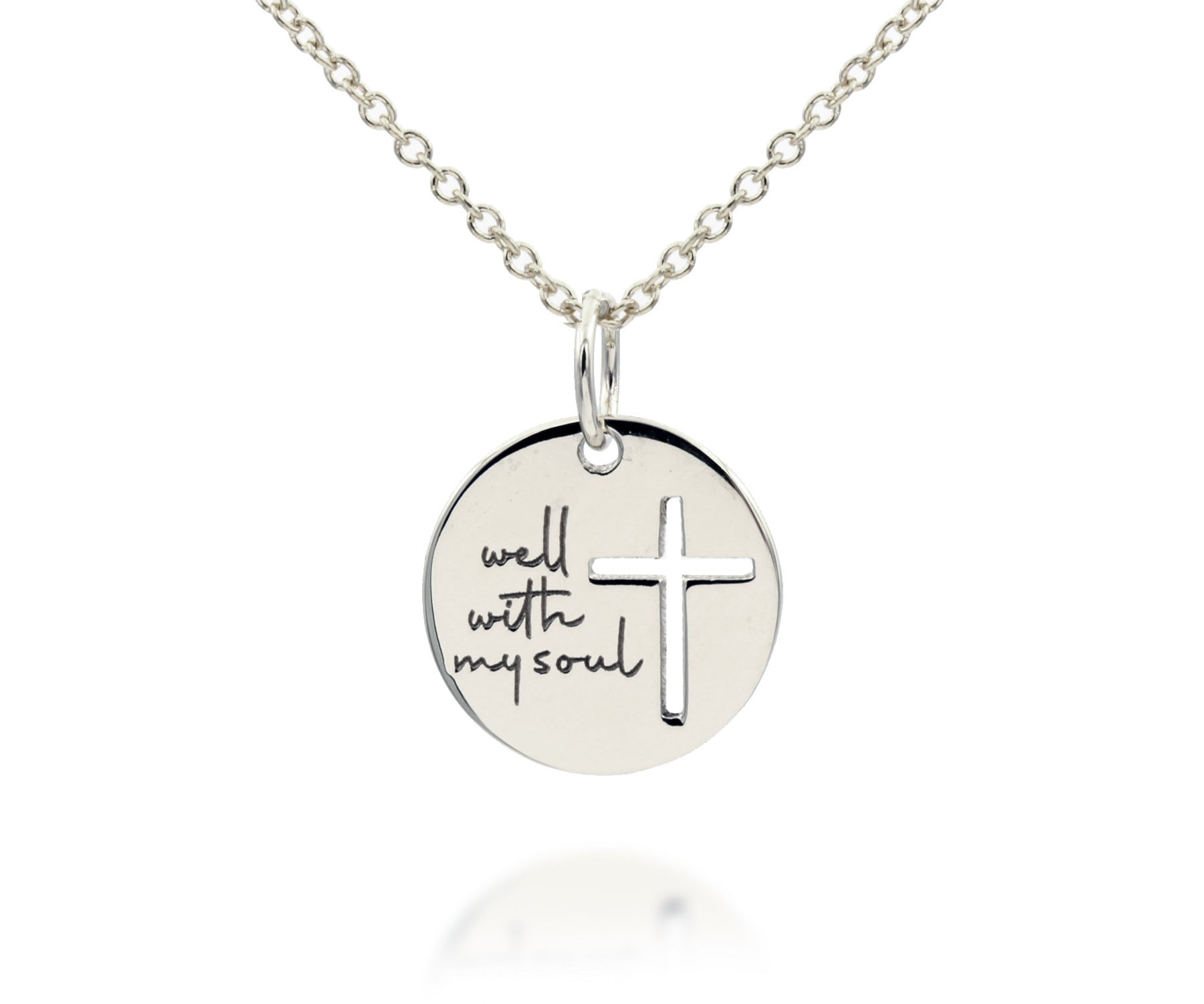 Mini Well With My Soul Silver Cross Necklace
