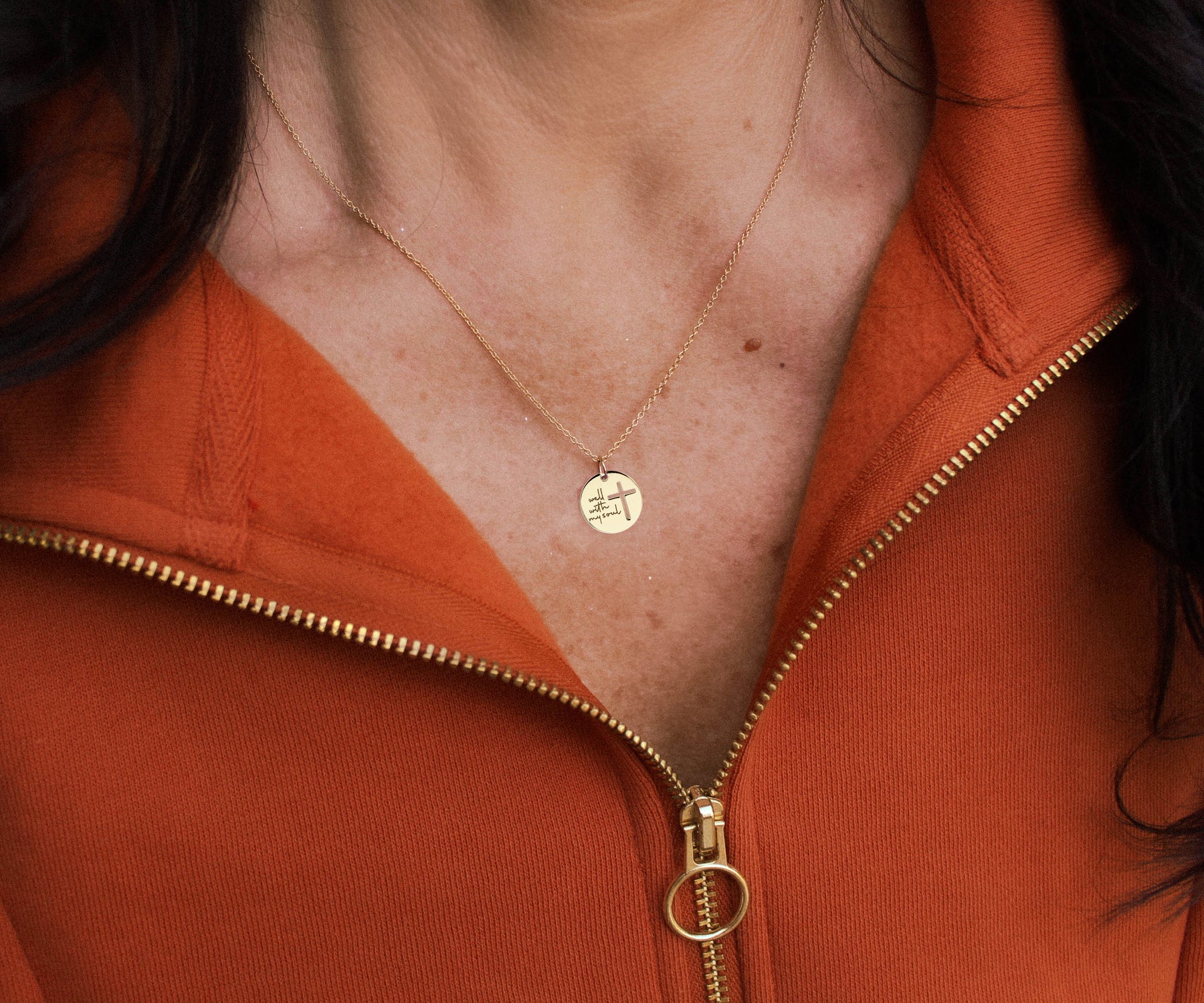 Mini Well With My Soul Silver Cross Necklace