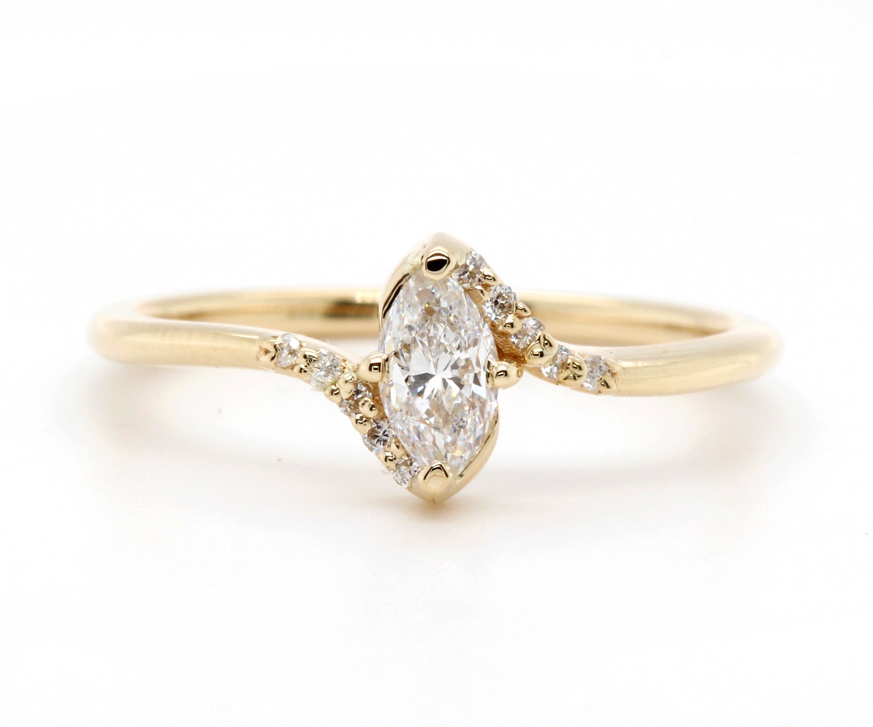 Dainty Marquise Diamond Bypass Ring