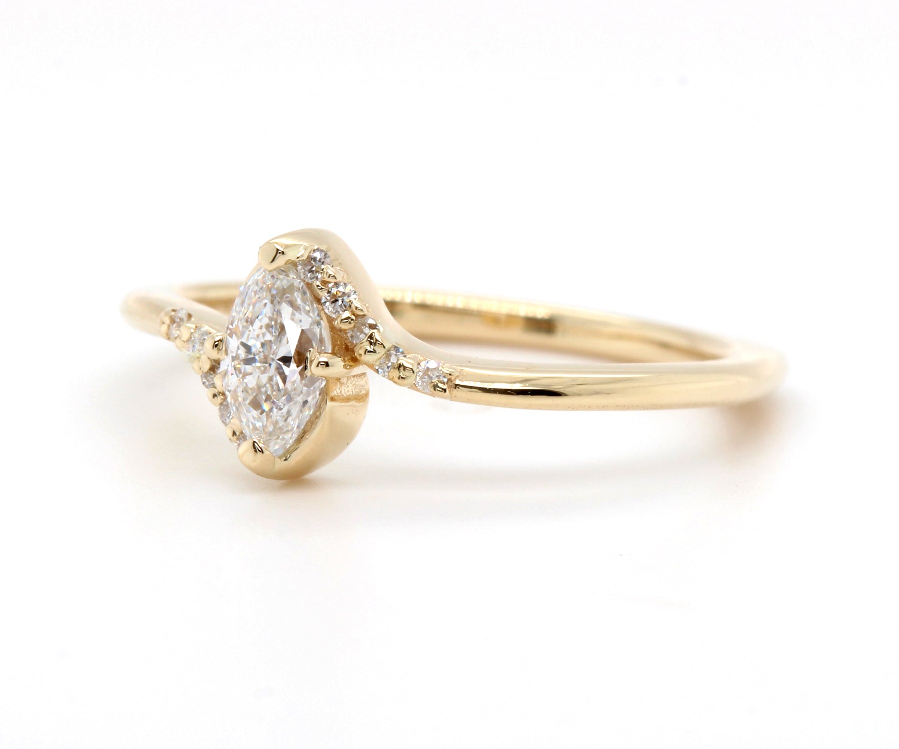 Dainty Marquise Diamond Bypass Ring