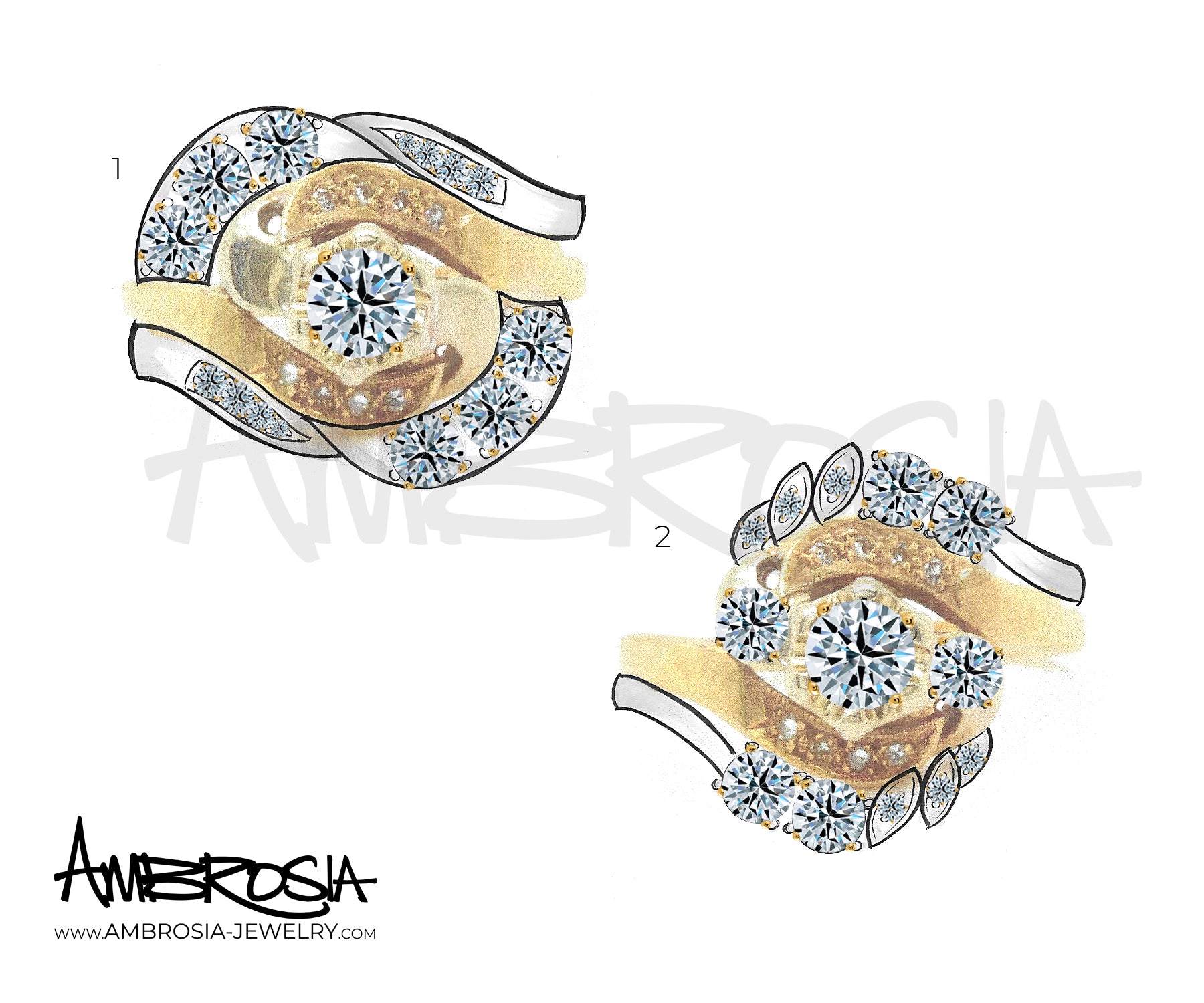 Vintage Two Tone Swirl Diamond Ring Redesign