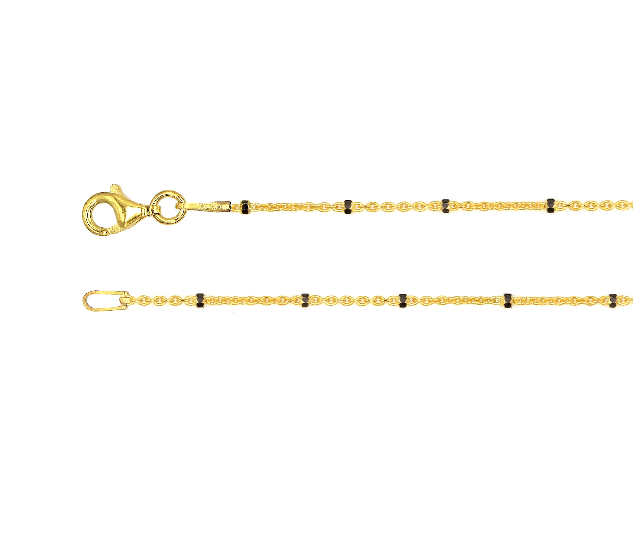 Beaded Diamond Cut Black Gold Cable Chain