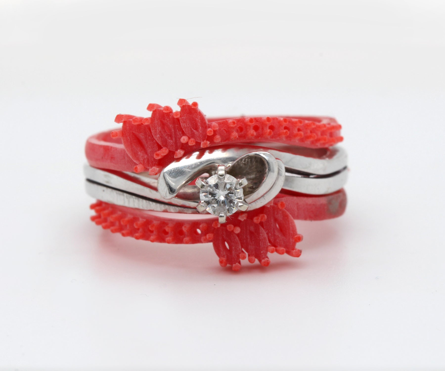 Custom Curved Marquise Diamond Swirl Wedding Ring