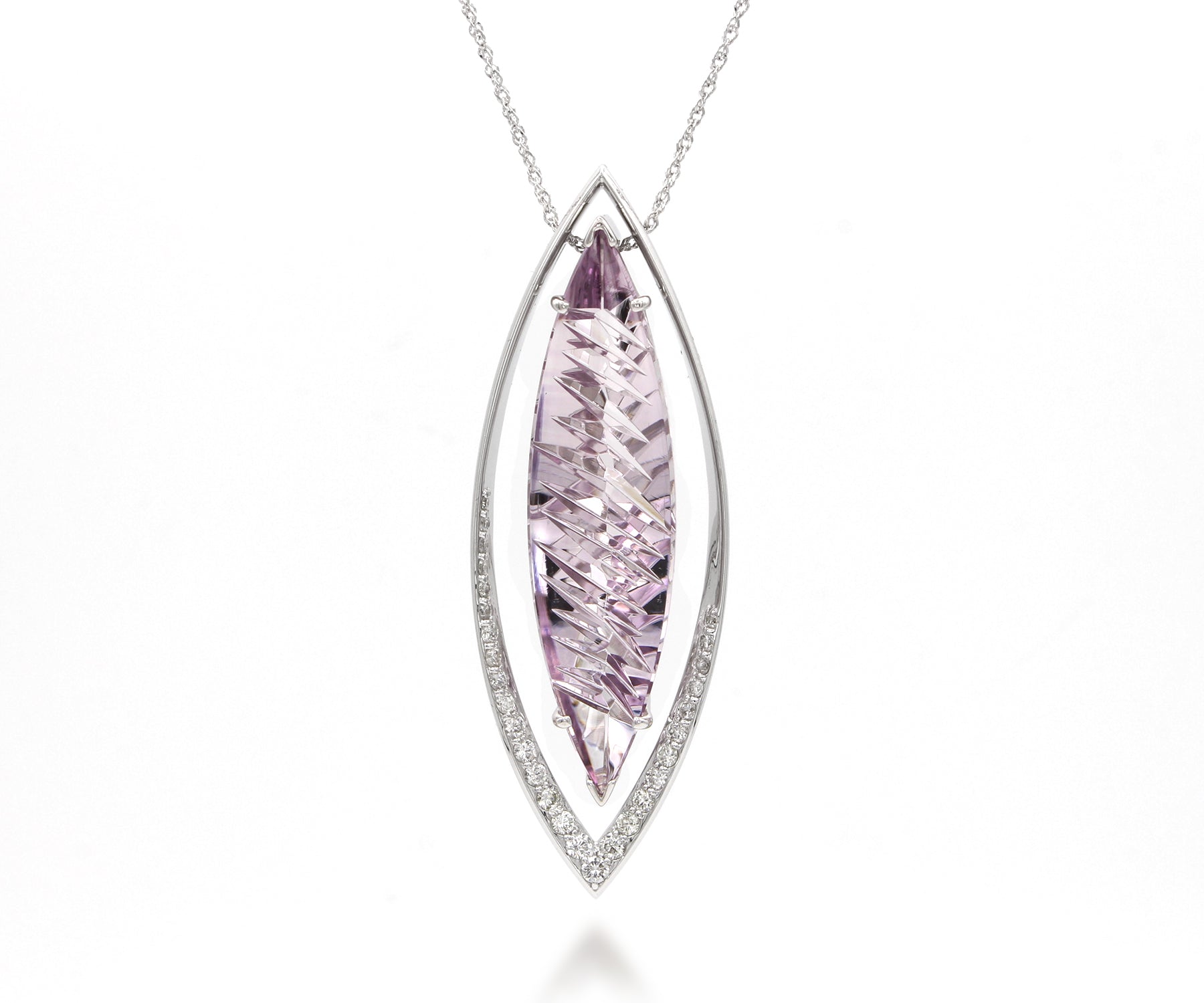 Double Marquise Statement Diamond Amethyst Necklace