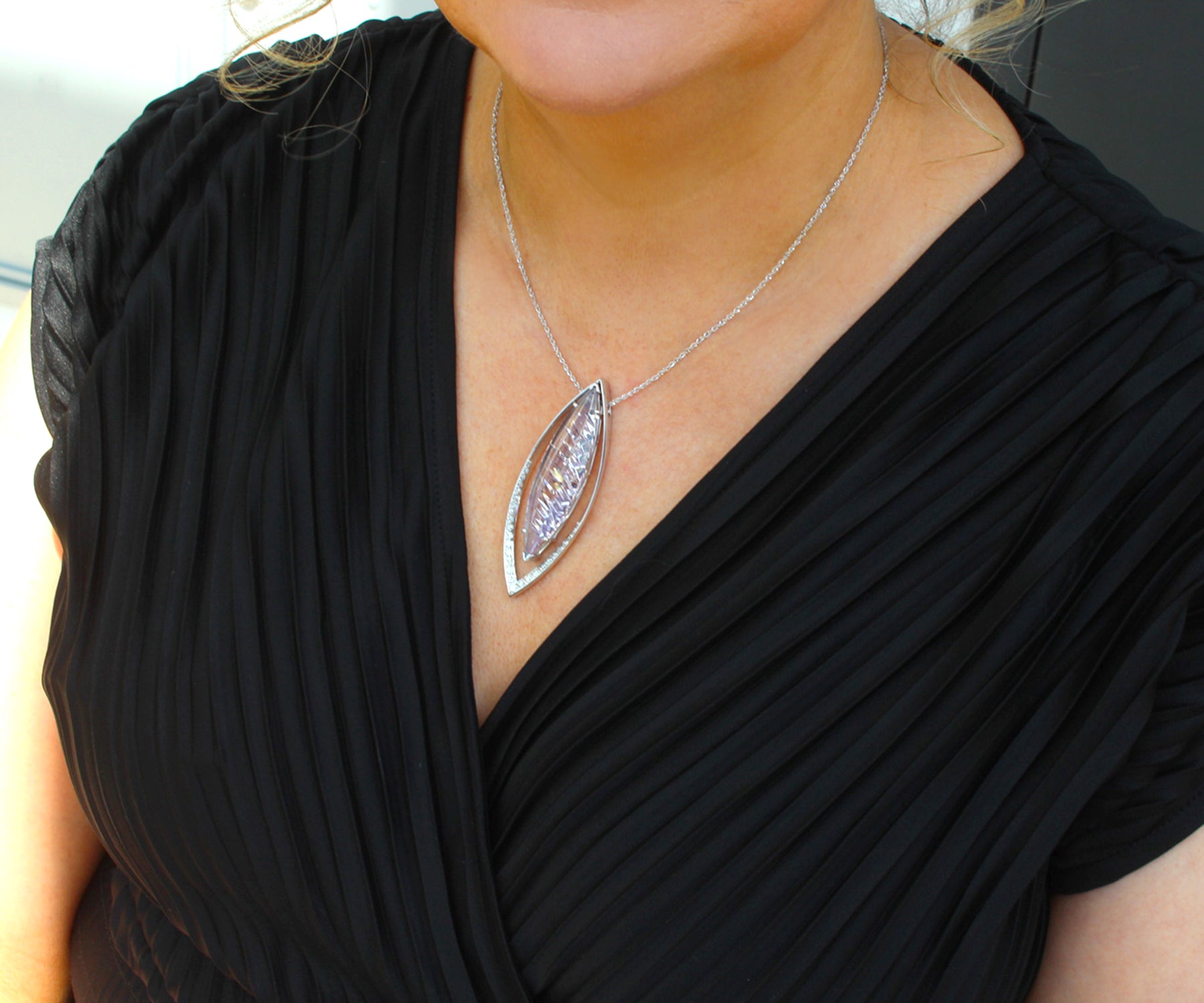 Double Marquise Statement Diamond Amethyst Necklace