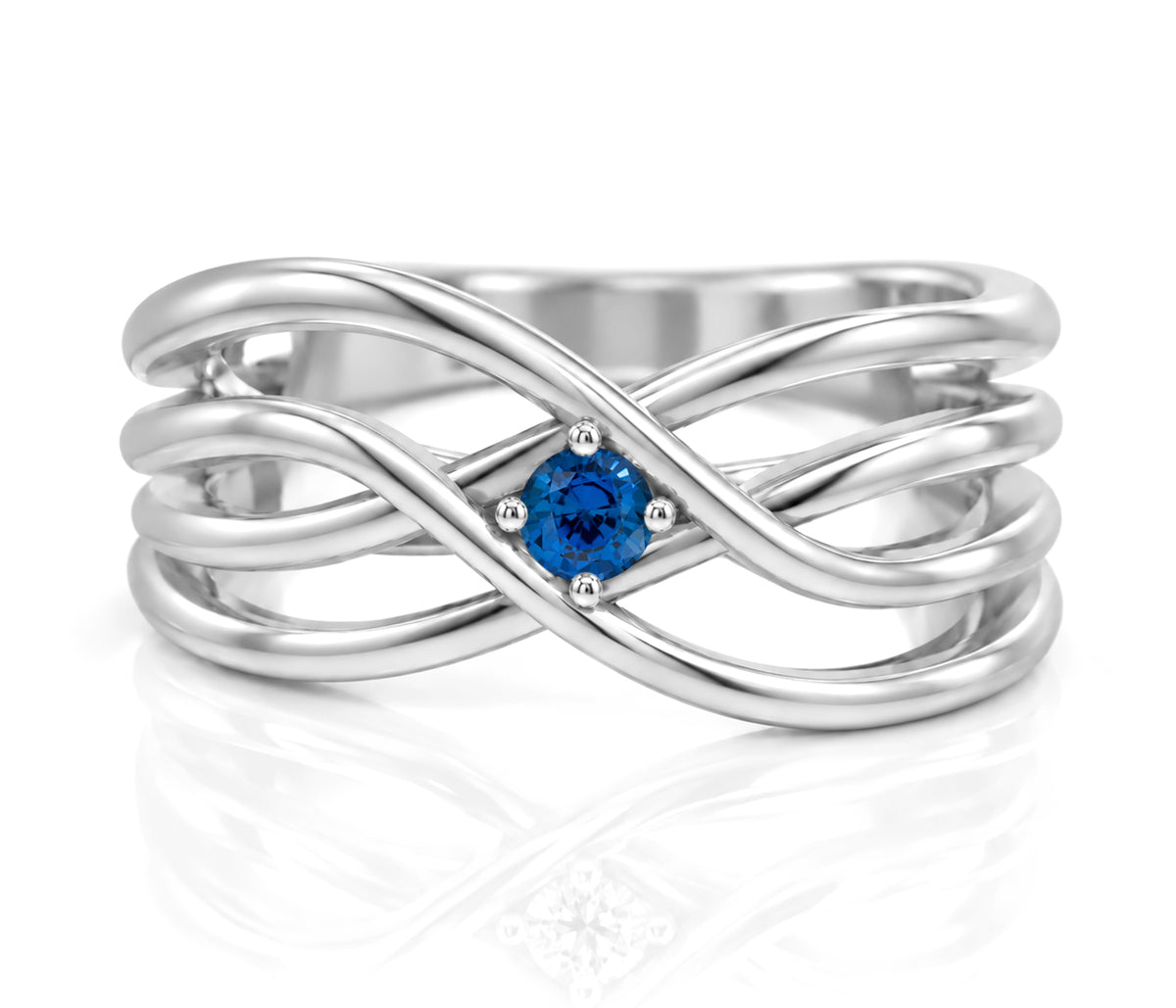 Double Criss Cross Wave Birthstone Ring