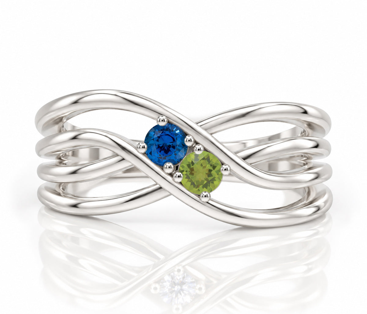 Double Criss Cross Wave Birthstone Gold Ring