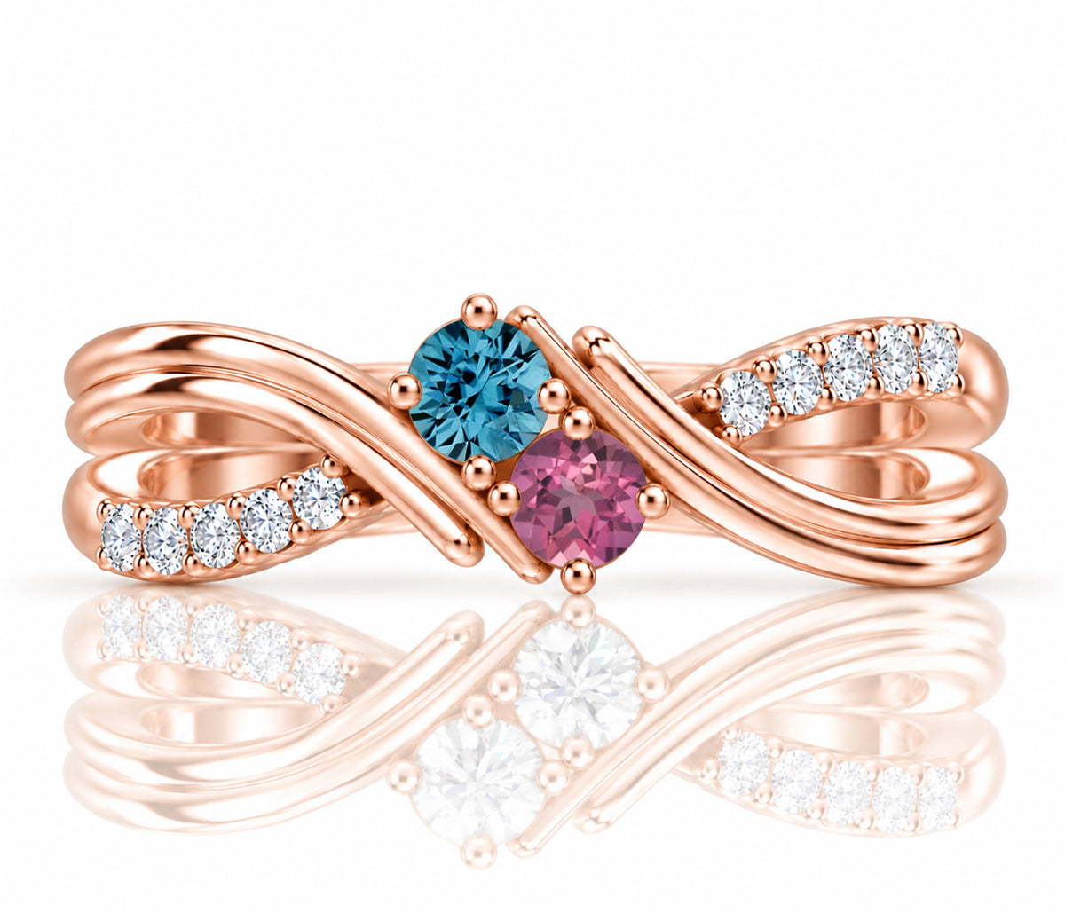 Double Twist Diamond Birthstone Gold Ring