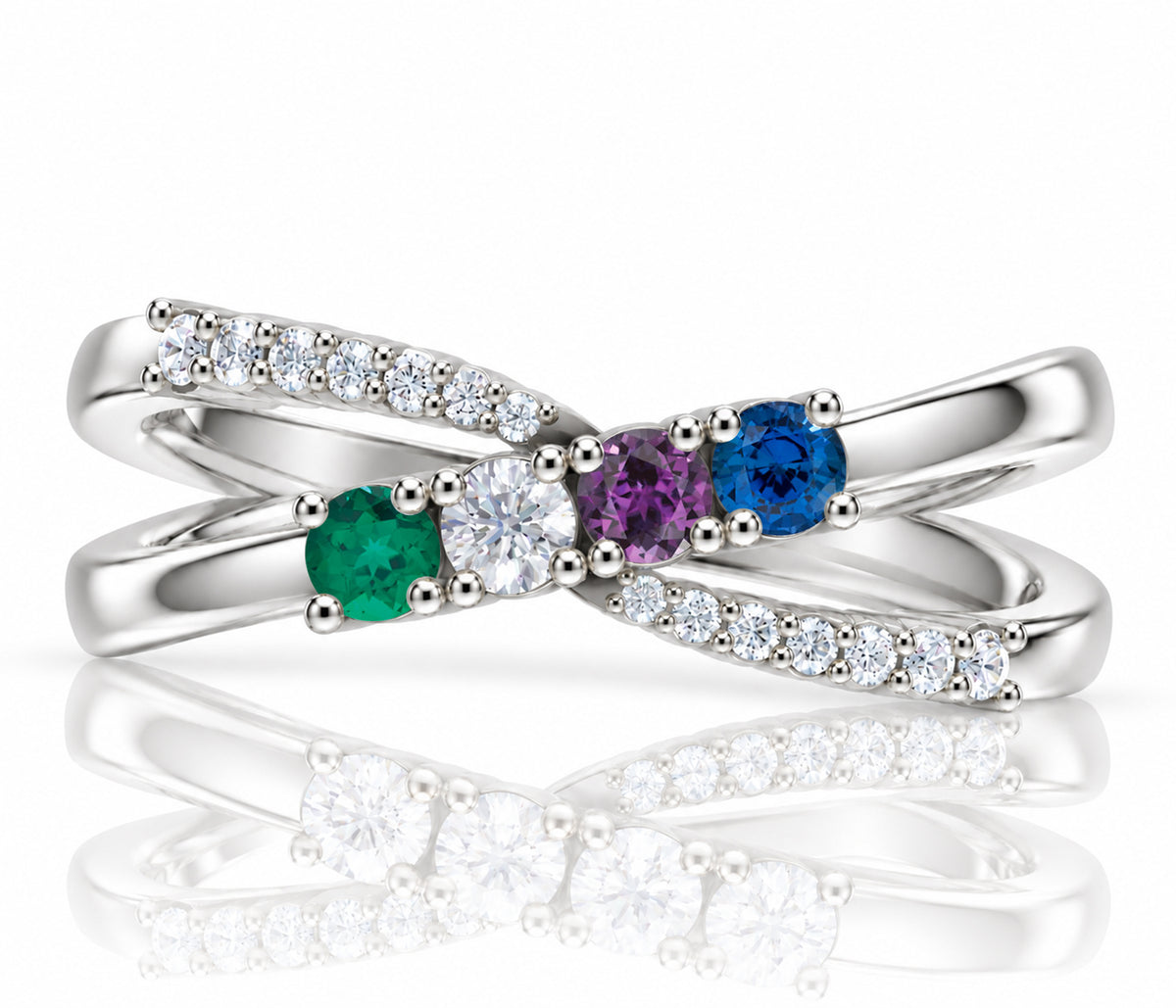 Simple Criss Cross Birthstone Gold Ring