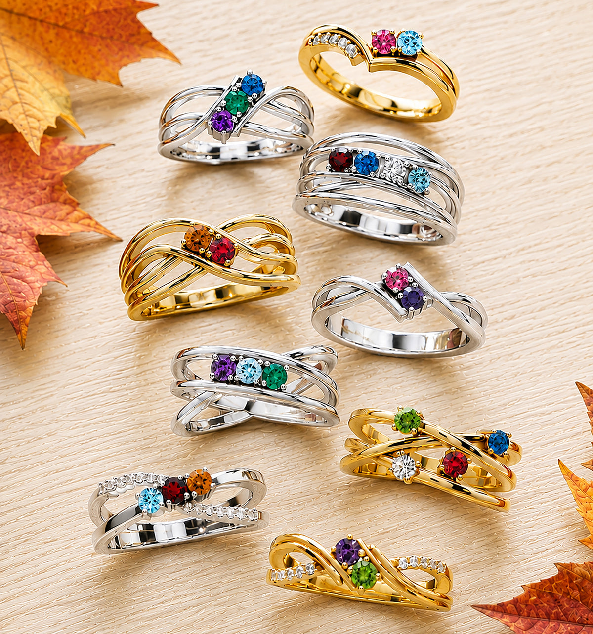 Anillo Art Déco dorado con halo de ágata musgosa y hexágono
