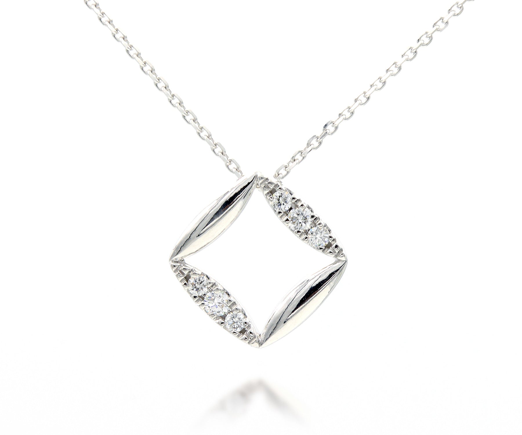 Fancy Open Square Small Diamond Necklace