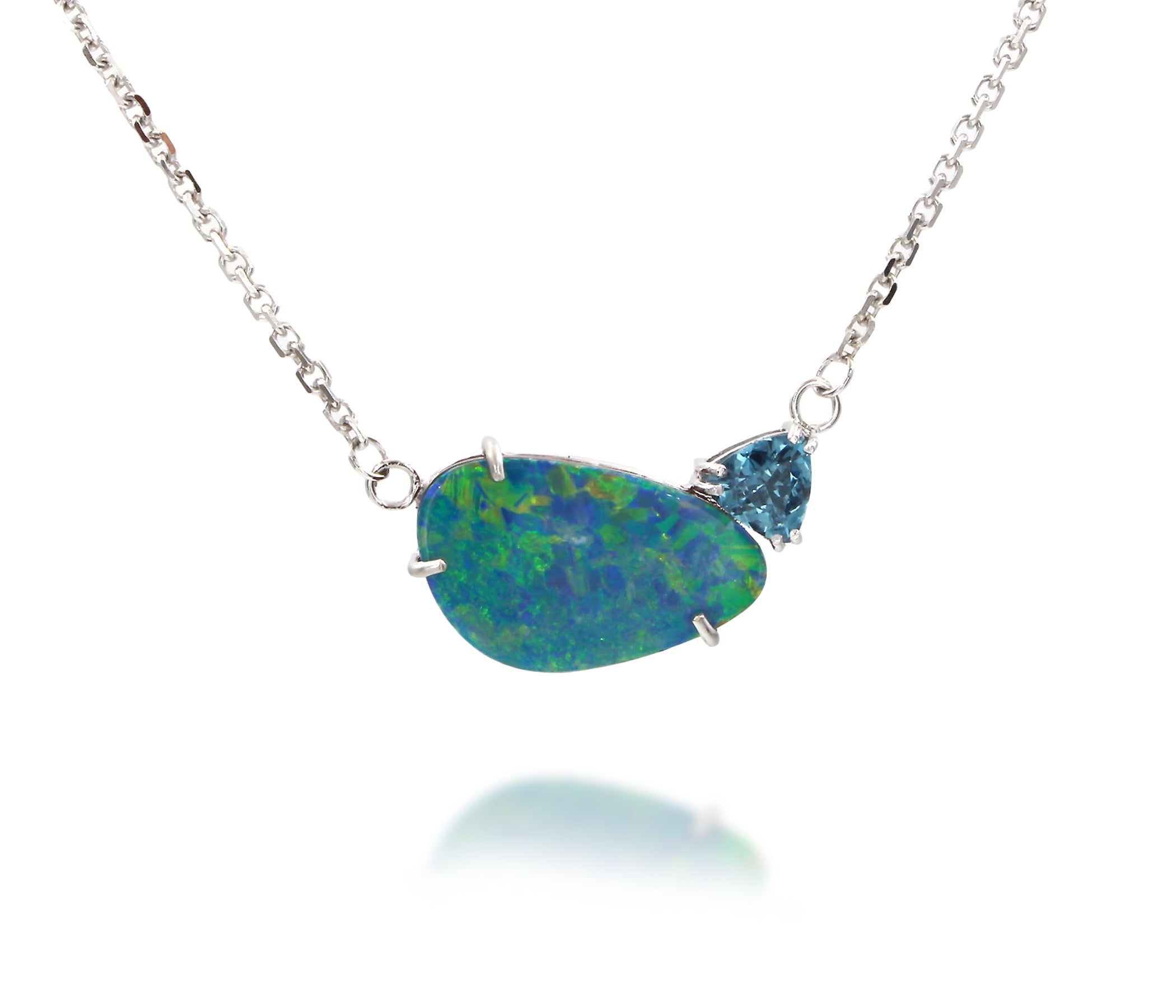 Freeform Blue Opal Tourmaline Necklace