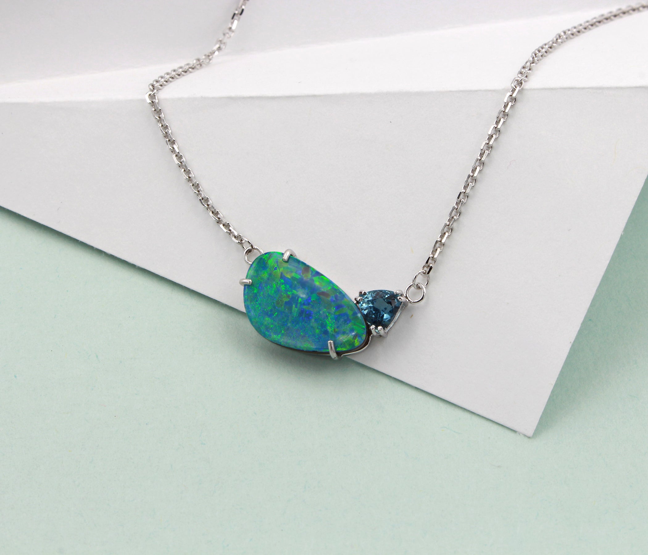Freeform Blue Opal Tourmaline Necklace
