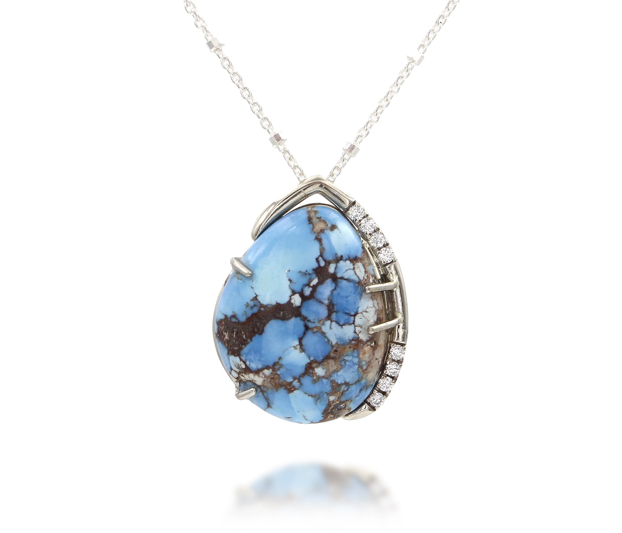 Freeform Golden Hill Turquoise Diamond Necklace